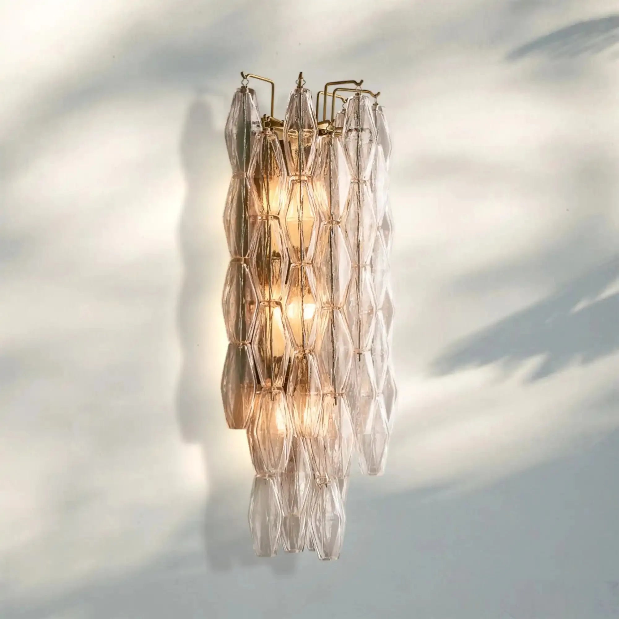 Chiare Glass Wall Sconce 19'' 30''-31''-Brass-Smoke