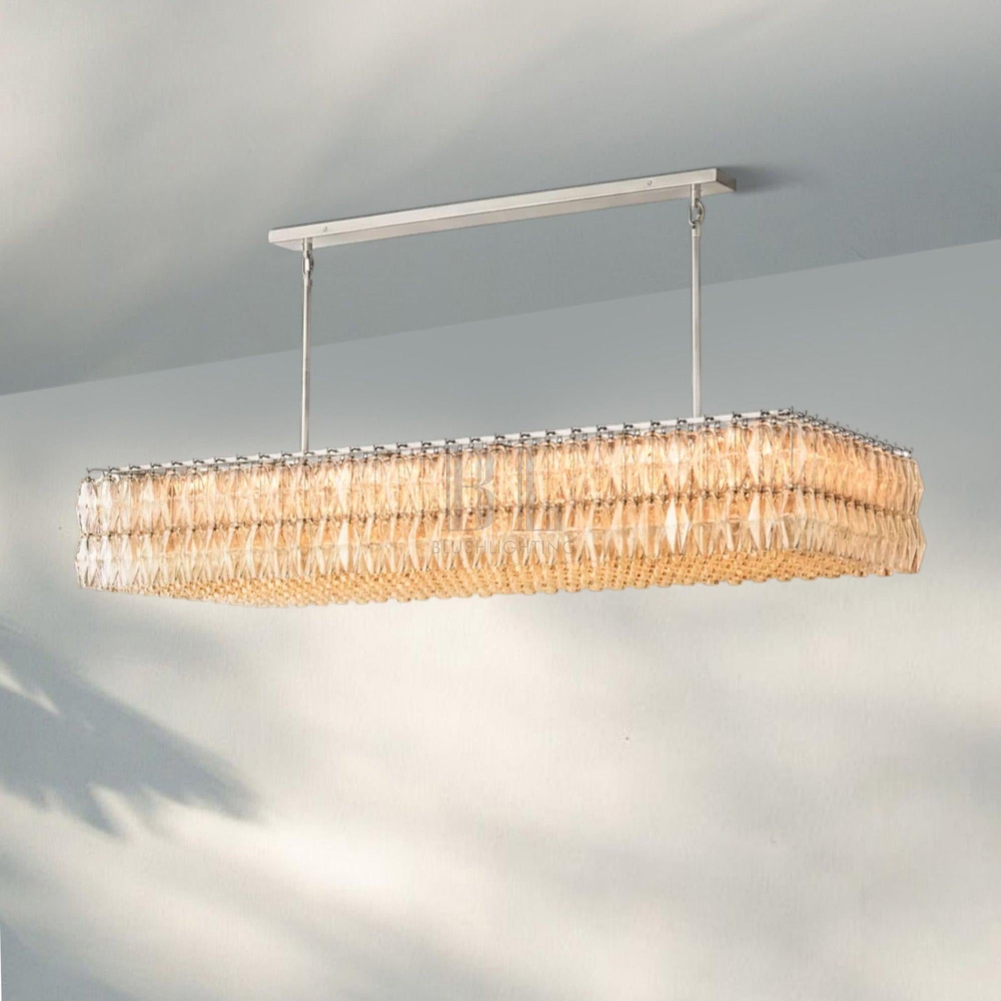 Chiare Modern Glass Rectangular Glass Chandelier 54" 74″-