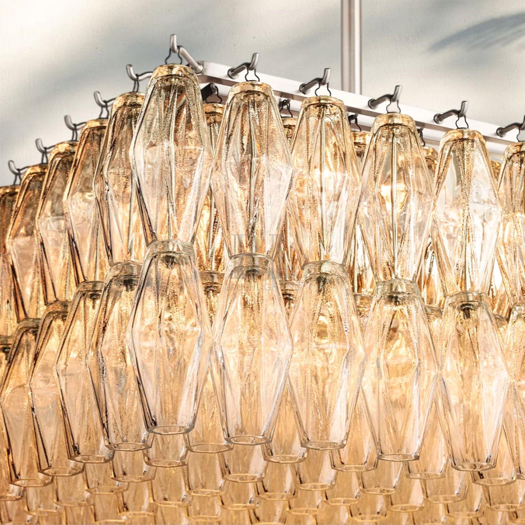 Chiare Modern Glass Rectangular Glass Chandelier 54" 74″-