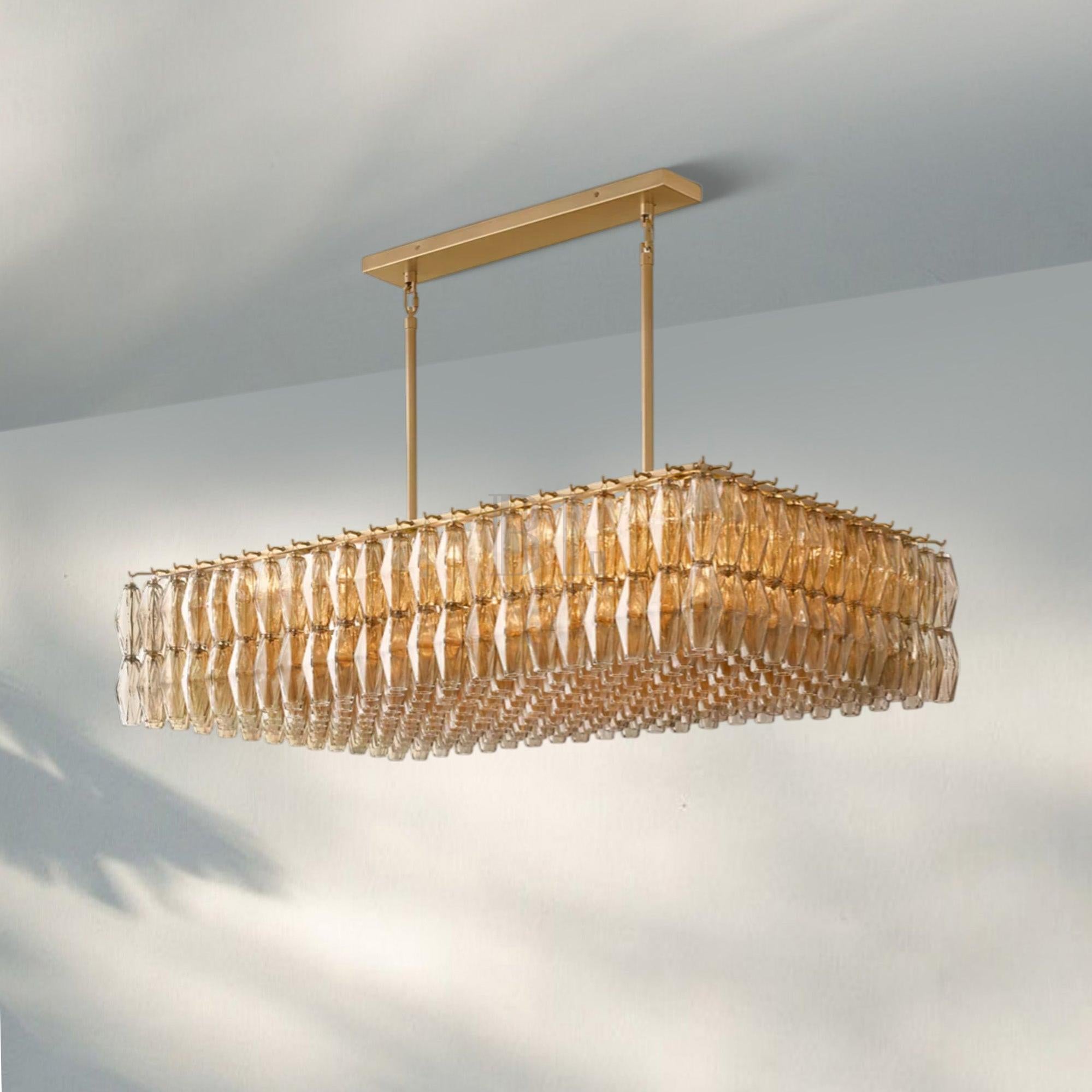 Chiare Modern Glass Rectangular Glass Chandelier 54" 74″-