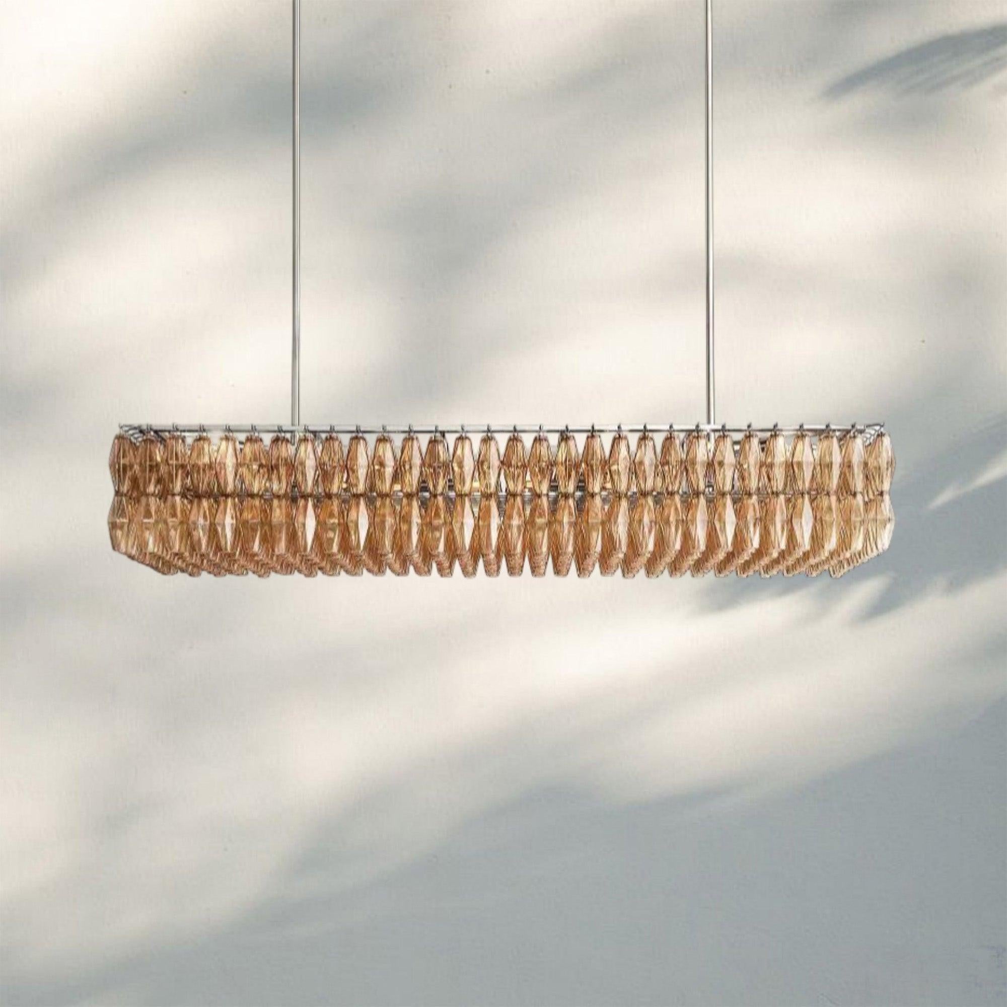 Chiare Modern Glass Rectangular Glass Chandelier 54" 74″-