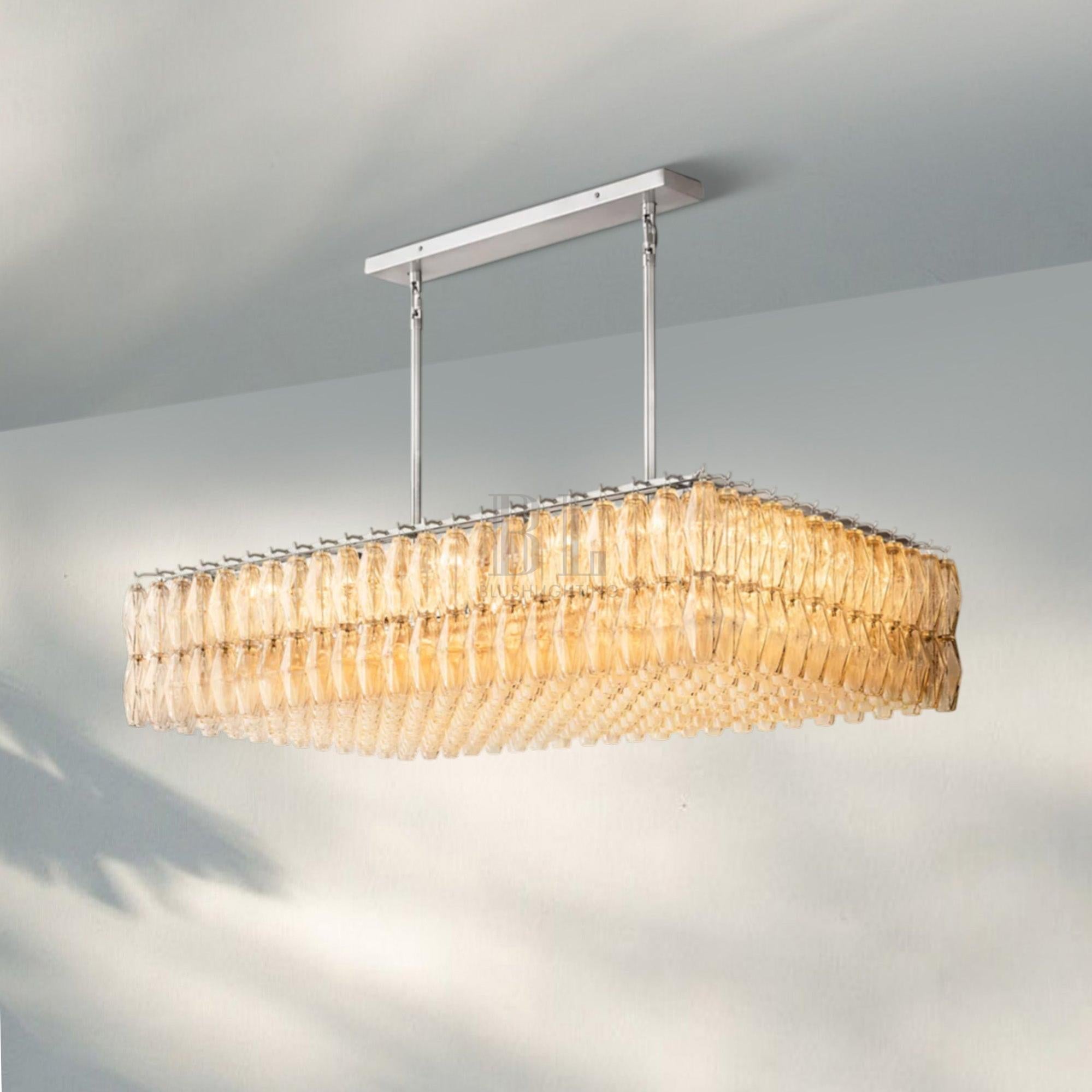 Chiare Modern Glass Rectangular Glass Chandelier 54" 74″-