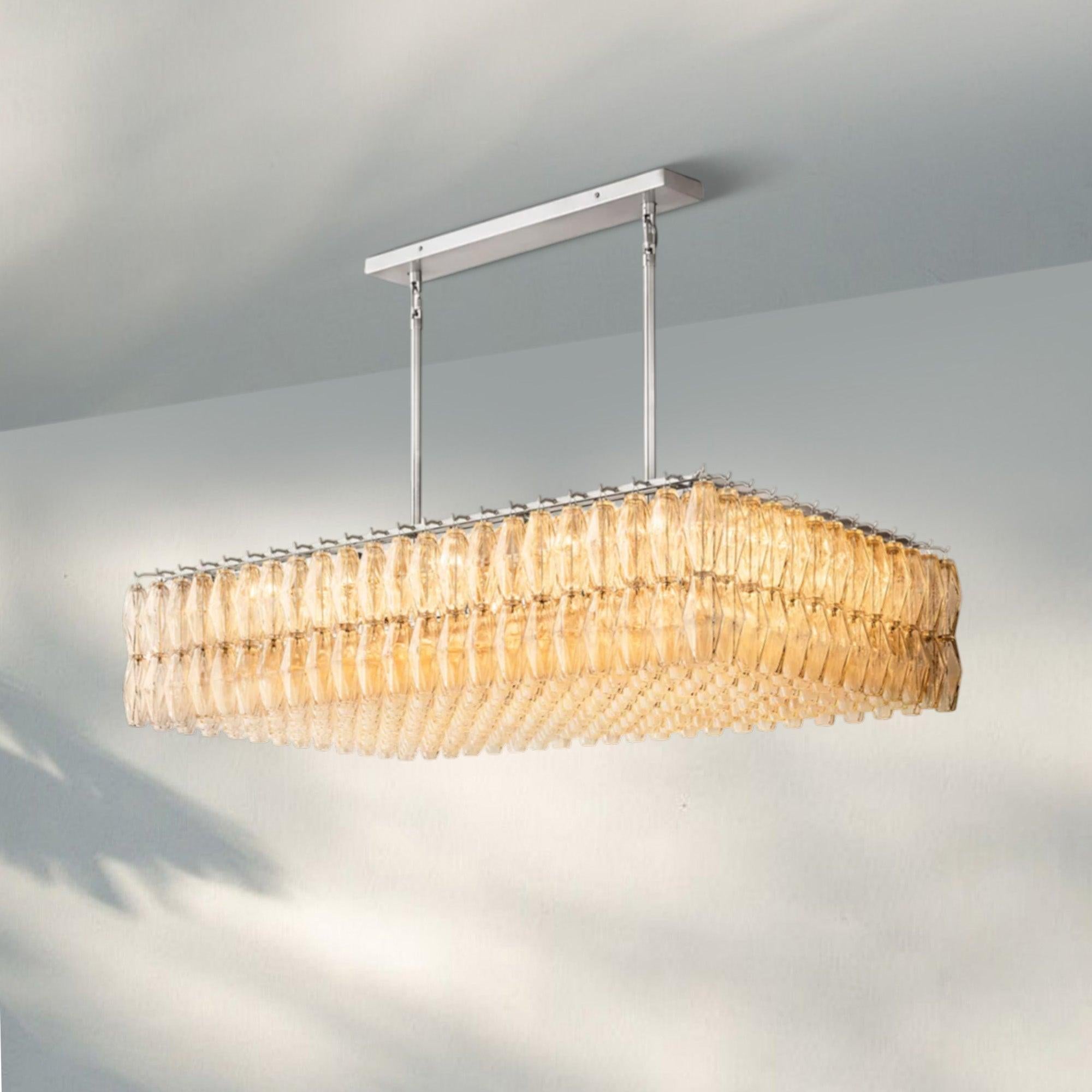 Chiare Modern Glass Rectangular Glass Chandelier 54" 74″-