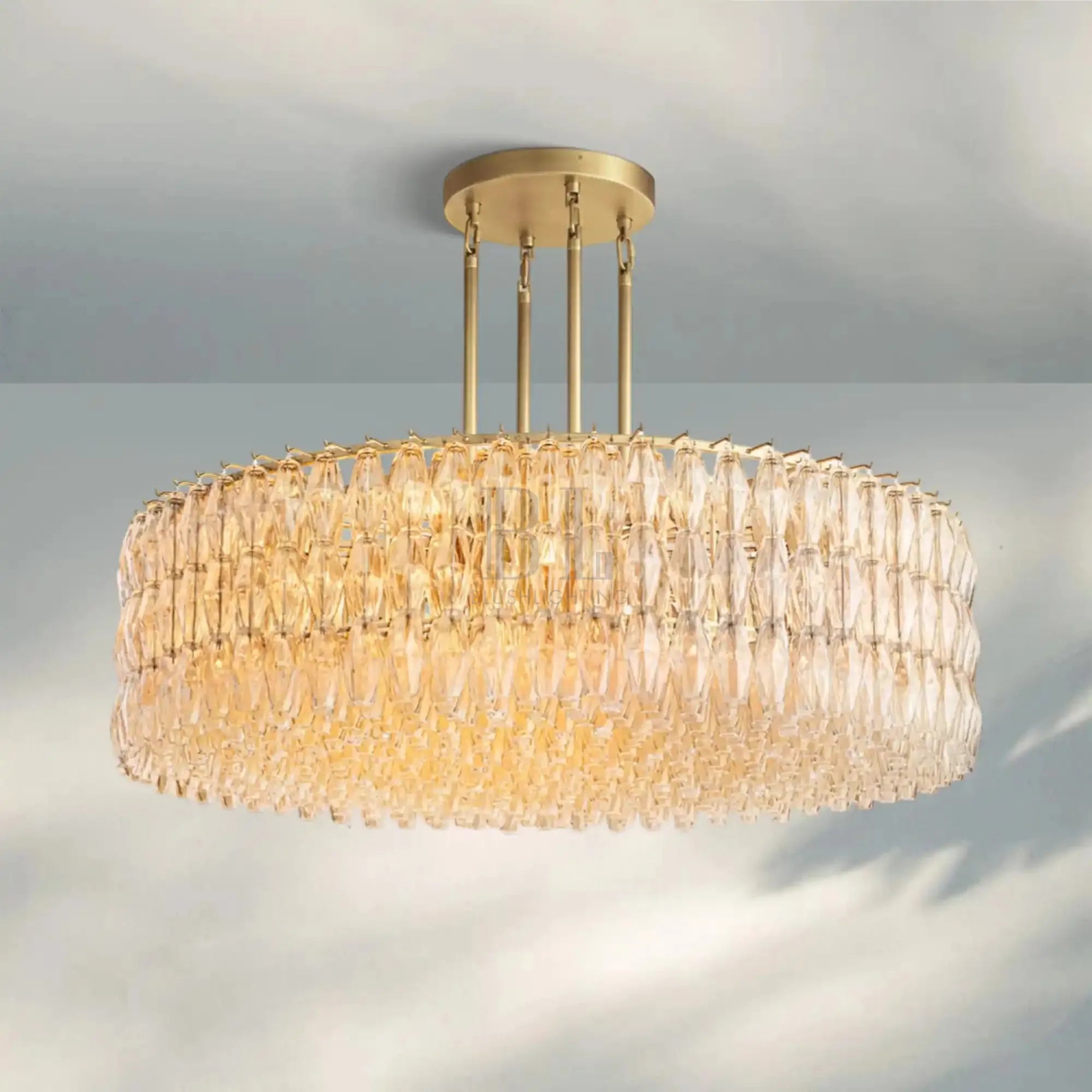 Chiare Modern Round Glass Chandelier 37'' 47'' 61''-61''-Brass-Clear