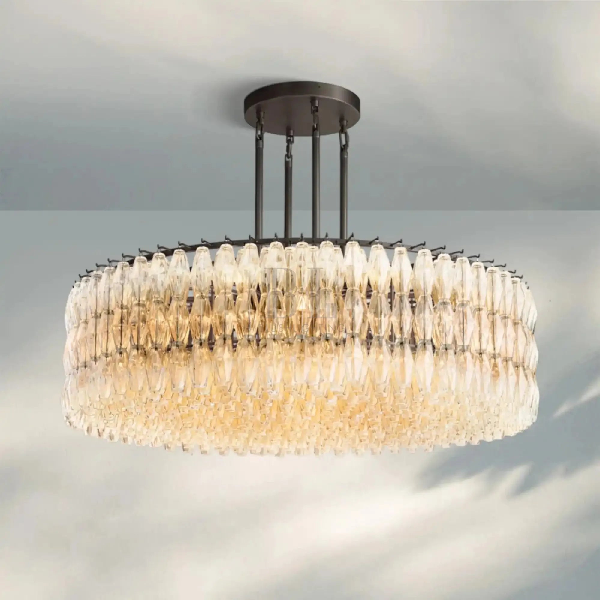 Chiare Modern Round Glass Chandelier 37'' 47'' 61''-61''-Bronze-Clear