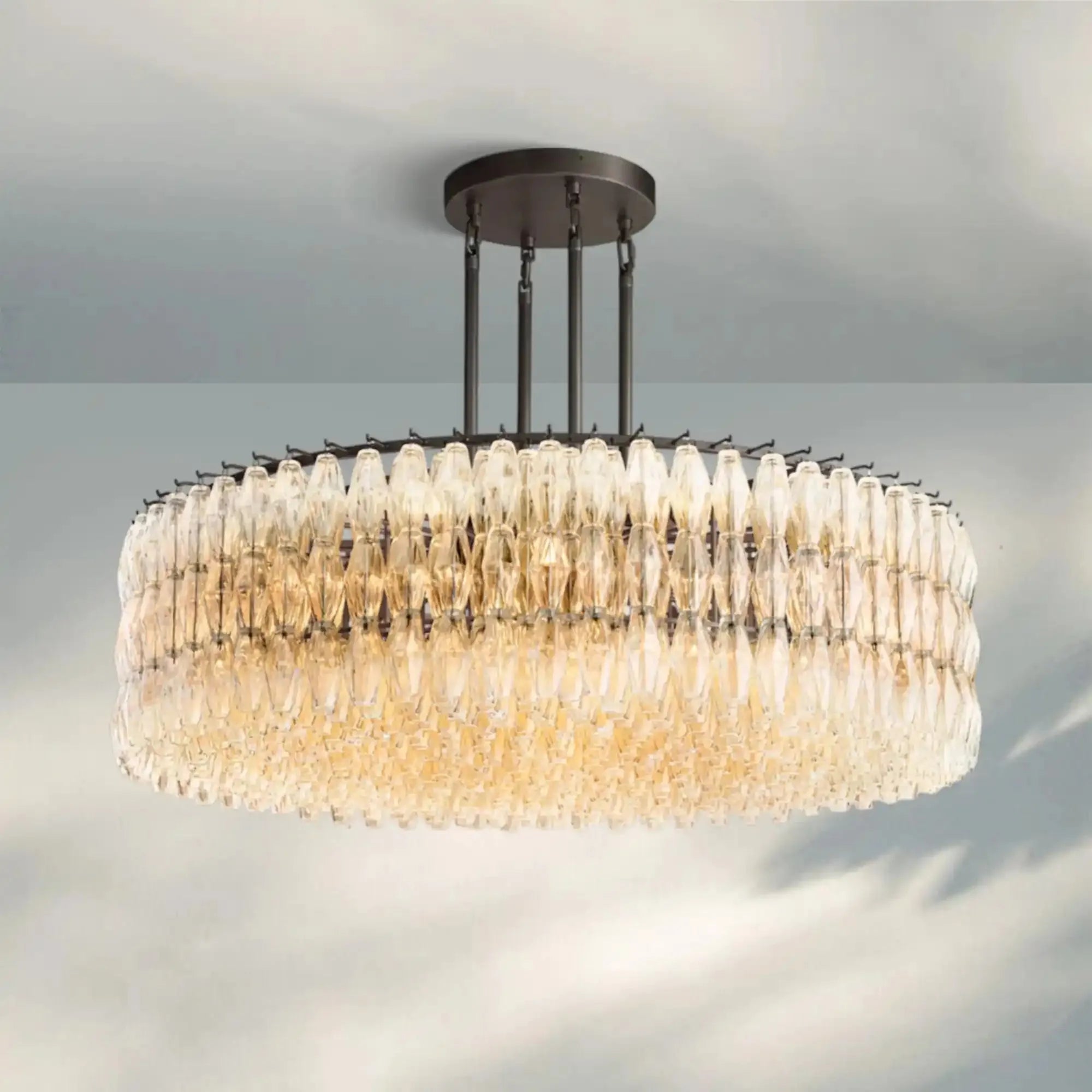 Chiare Modern Round Glass Chandelier 37'' 47'' 61''-61''-Bronze-Clear