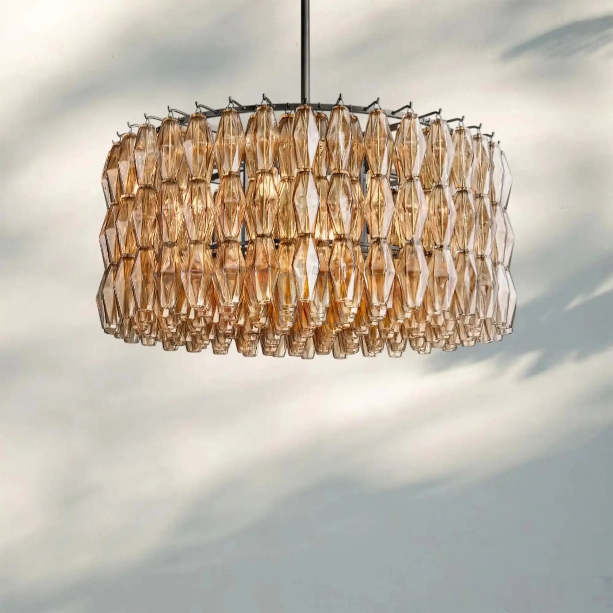 Chiare Modern Round Glass Chandelier 37'' 47'' 61''-37''-Bronze-Smoke
