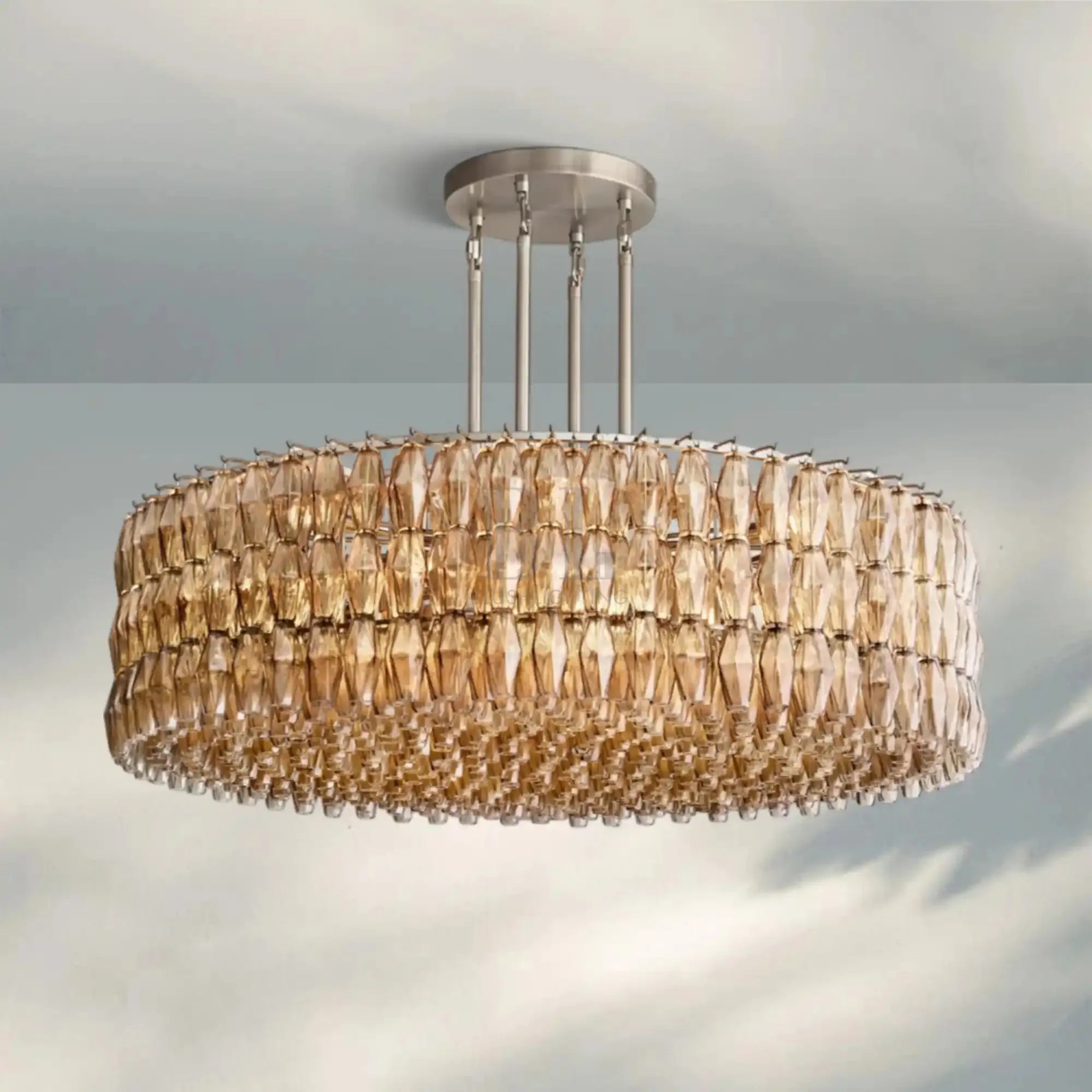 Chiare Modern Round Glass Chandelier 37'' 47'' 61''-61''-Stain Nickel-Smoke