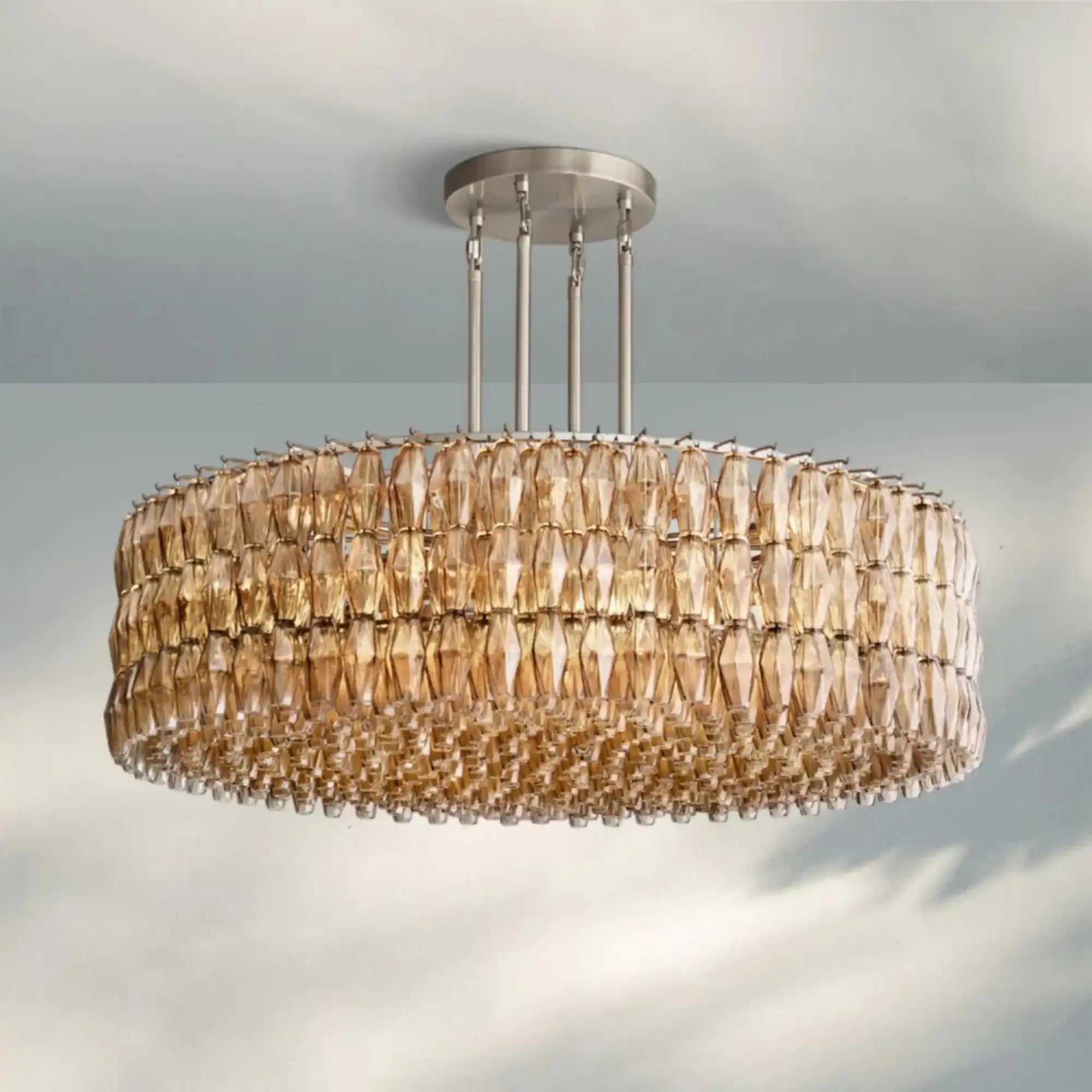 Chiare Modern Round Glass Chandelier 37'' 47'' 61''-61''-Stain Nickel-Smoke