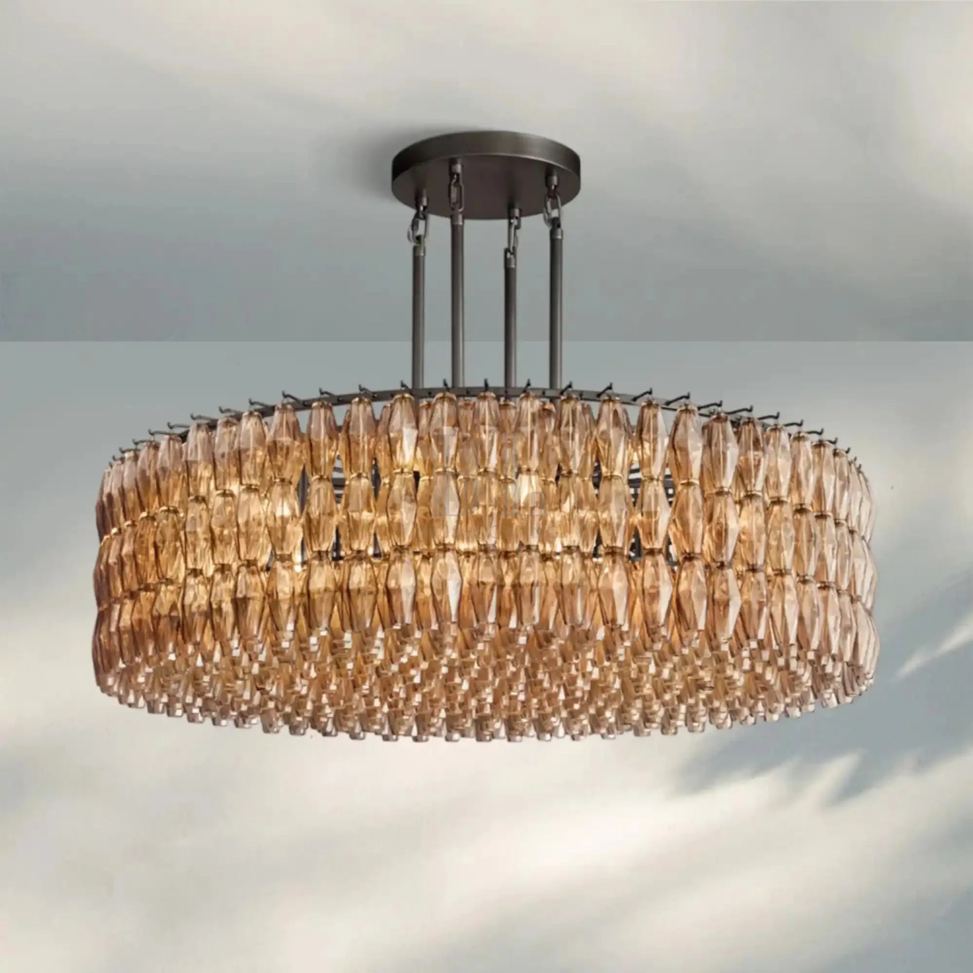 Chiare Modern Round Glass Chandelier 37'' 47'' 61''-61''-Bronze-Smoke
