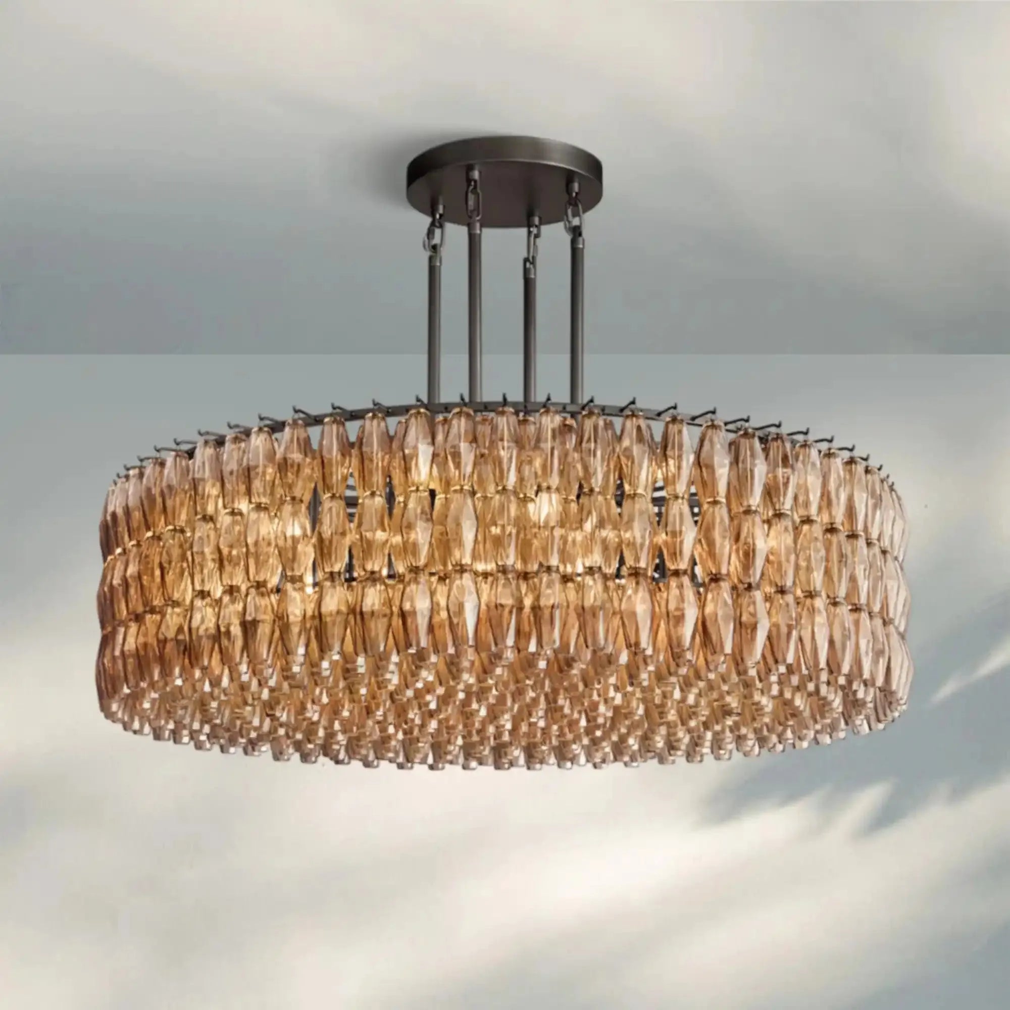 Chiare Modern Round Glass Chandelier 37'' 47'' 61''-61''-Bronze-Smoke