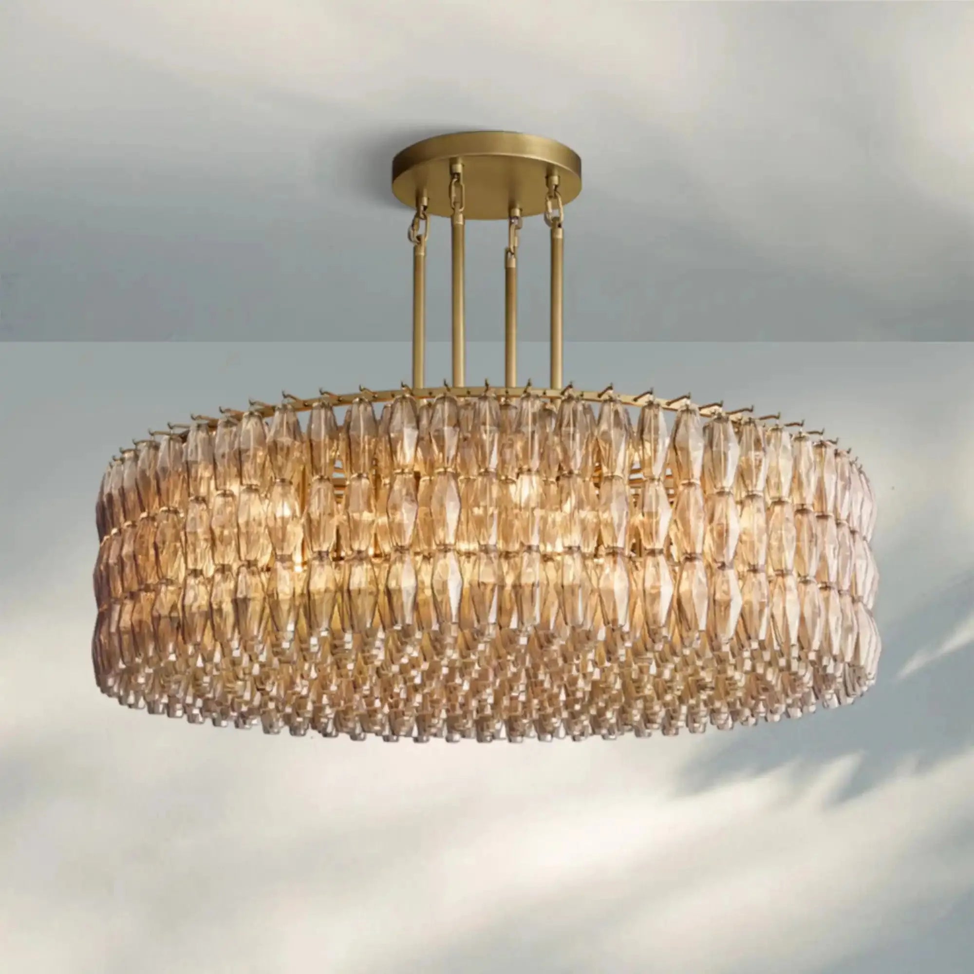 Chiare Modern Round Glass Chandelier 37'' 47'' 61''-61''-Brass-Smoke