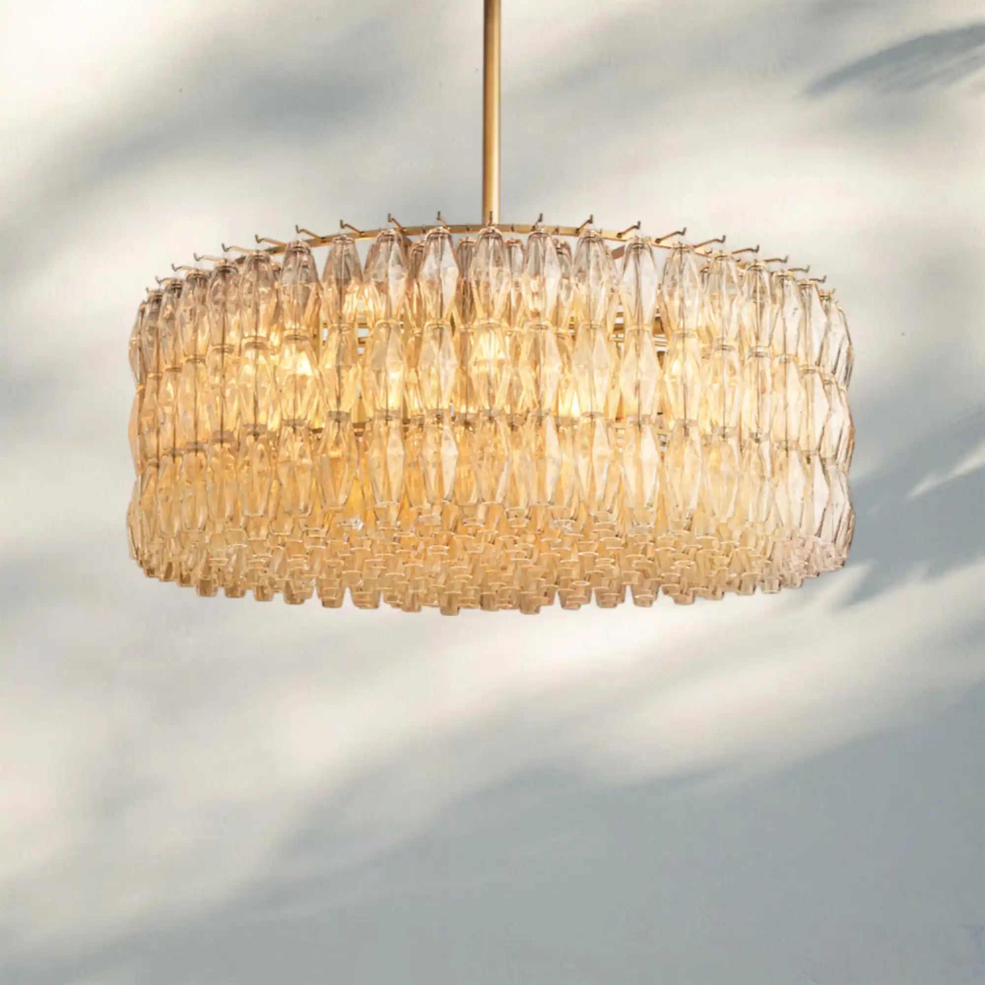 Chiare Modern Round Glass Chandelier 37'' 47'' 61''-47''-Brass-Clear