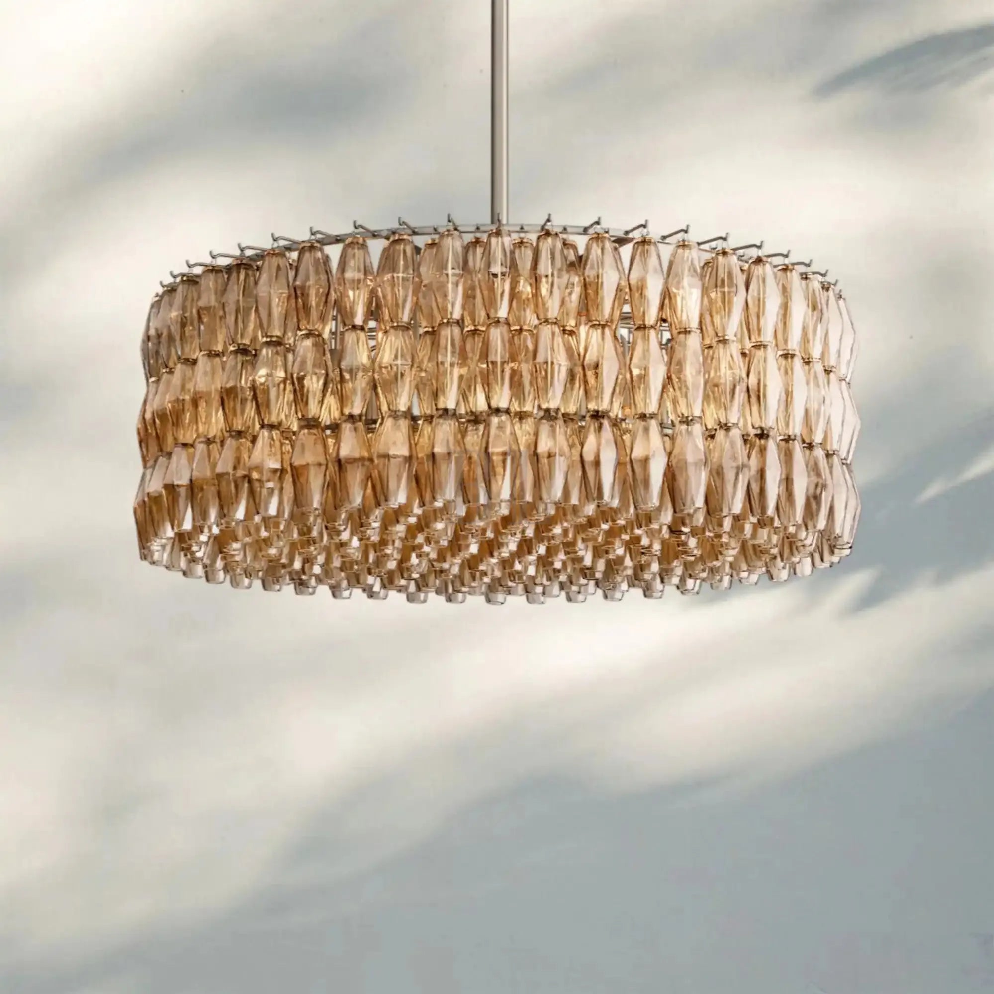 Chiare Modern Round Glass Chandelier 37'' 47'' 61''-37''-Stain Nickel-Smoke