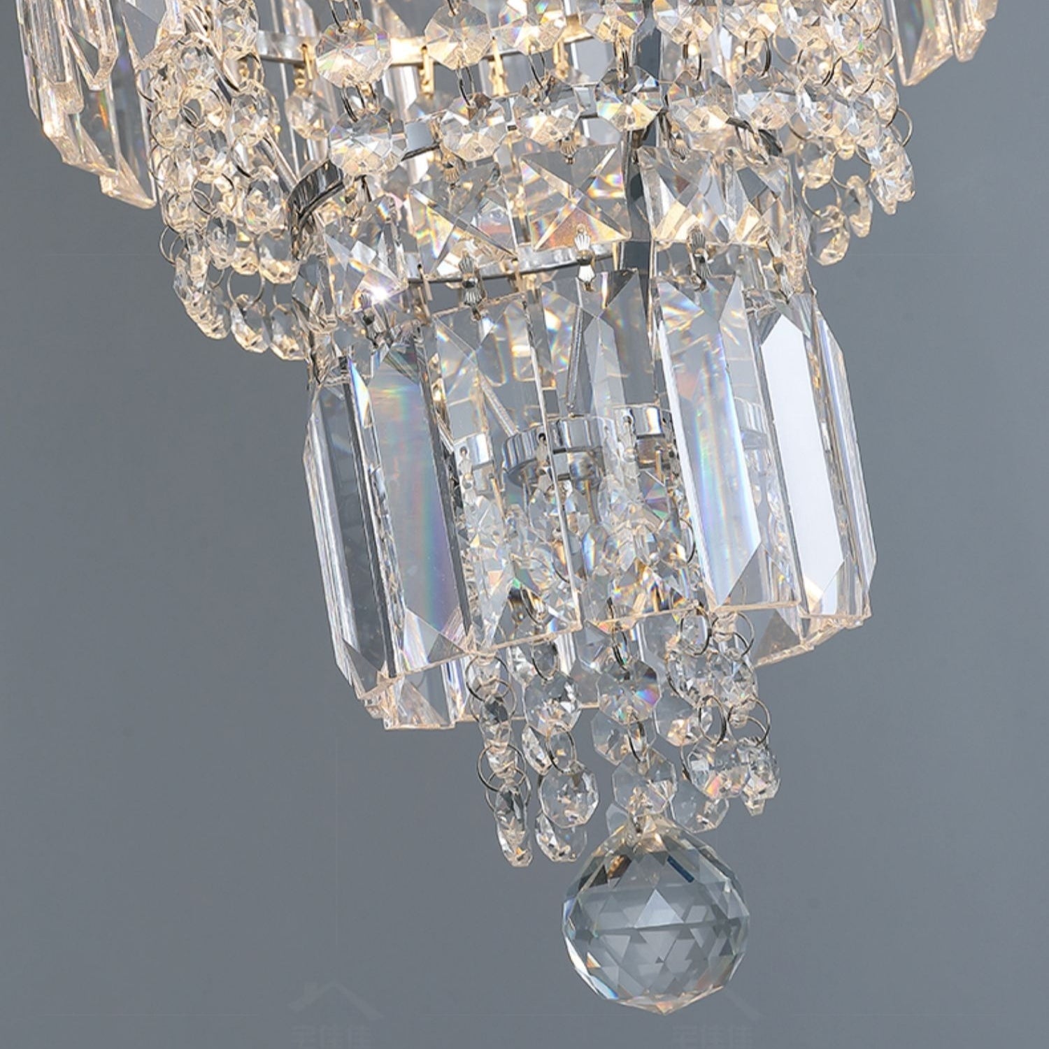 Chrome Extra Large Crystal Chandelier for Foyer Staircase Living Room Entrance Ceiling Light Fixture In Silver - D23.6"*H54.3"/ 23 LightsChromeBlushlighting
