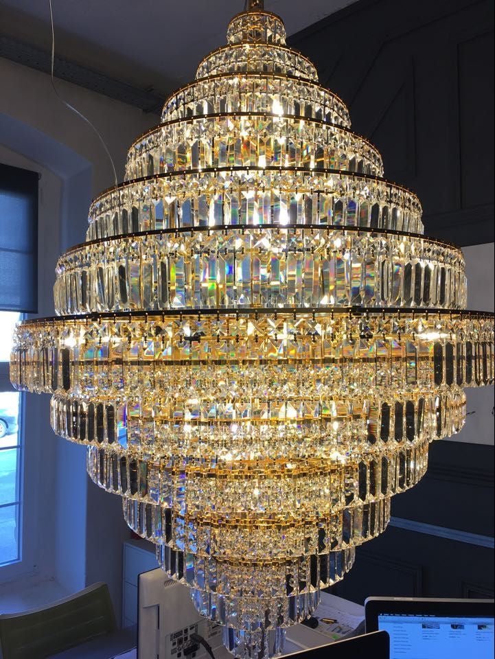 Chrome/ Silver/ Gold Extra Large Chandelier For Foyer Living Room Staircase Crystal Ceiling Lighting Fixture - D19.7"*H23.6"/ 10 LightsGoldWarm LightBlushlighting