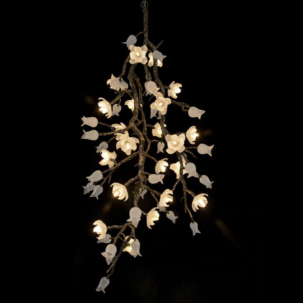 Churippu Branch Brass Chandelier - 21 lights ∅ 36″ x W 36″ x H 77.6″Brushed Dark Bronze & White CeramicBlushlighting