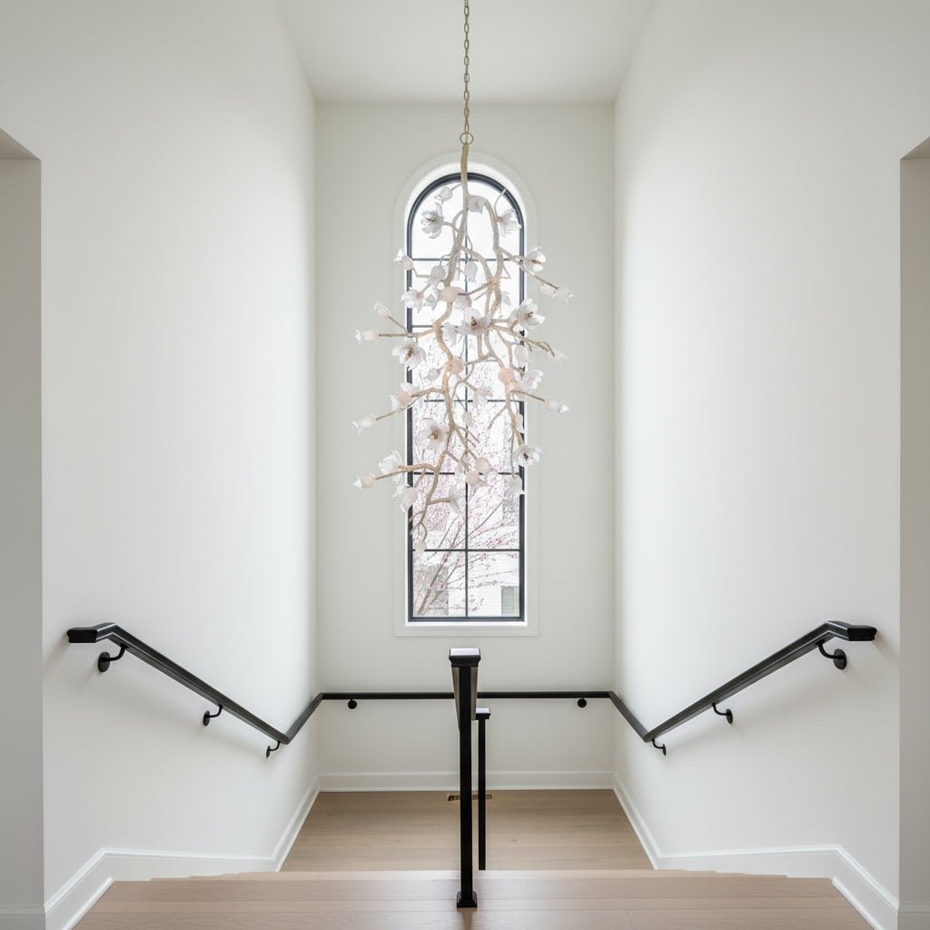 Churippu Branch Brass Chandelier - 21 lights ∅ 36″ x W 36″ x H 77.6″Brushed Dark Bronze & White CeramicBlushlighting