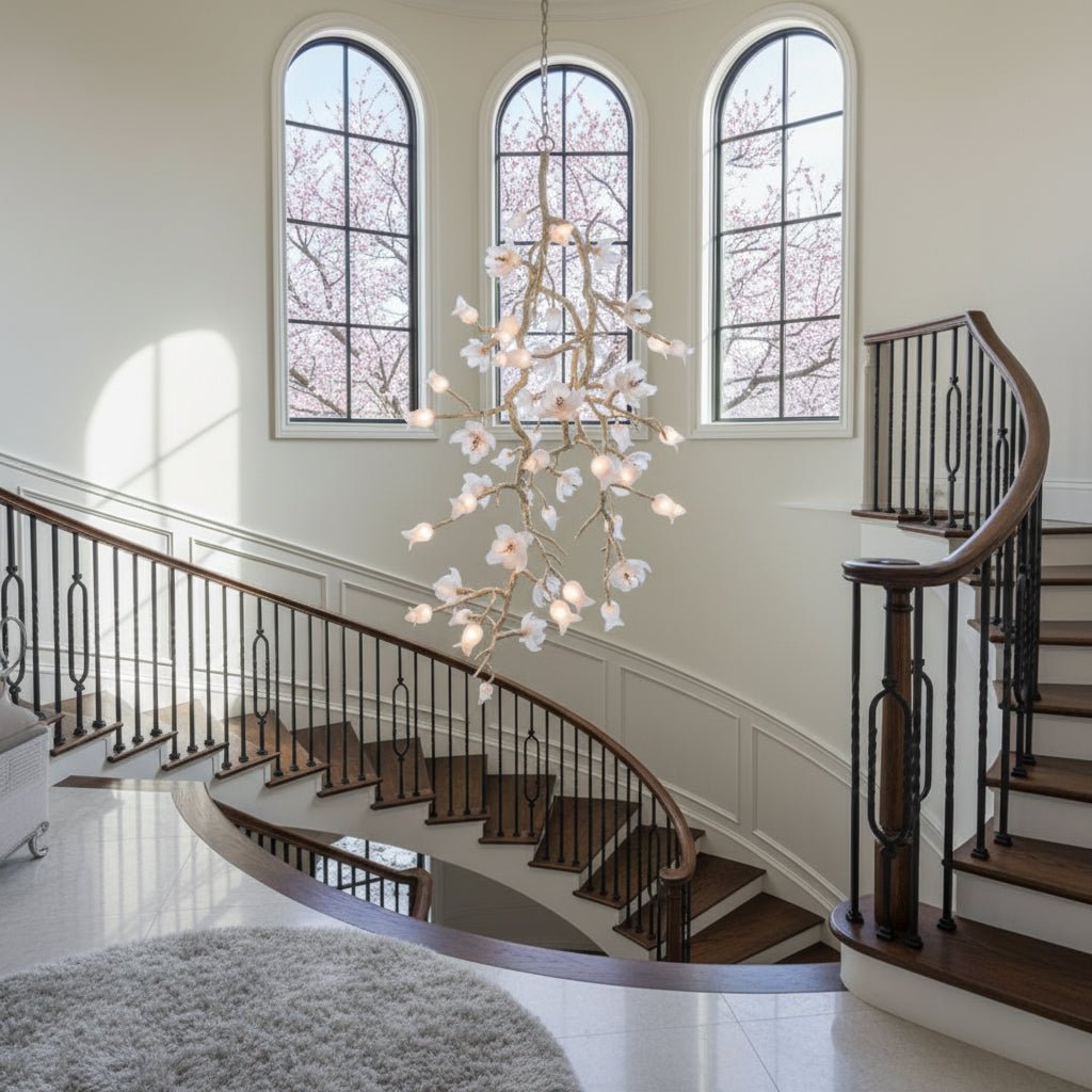 Churippu Branch Brass Chandelier - 21 lights ∅ 36″ x W 36″ x H 77.6″Brushed Dark Bronze & White CeramicBlushlighting