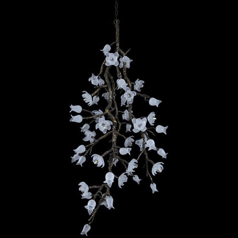 Churippu Branch Brass Chandelier - 21 lights ∅ 36″ x W 36″ x H 77.6″Brushed Dark Bronze & White CeramicBlushlighting