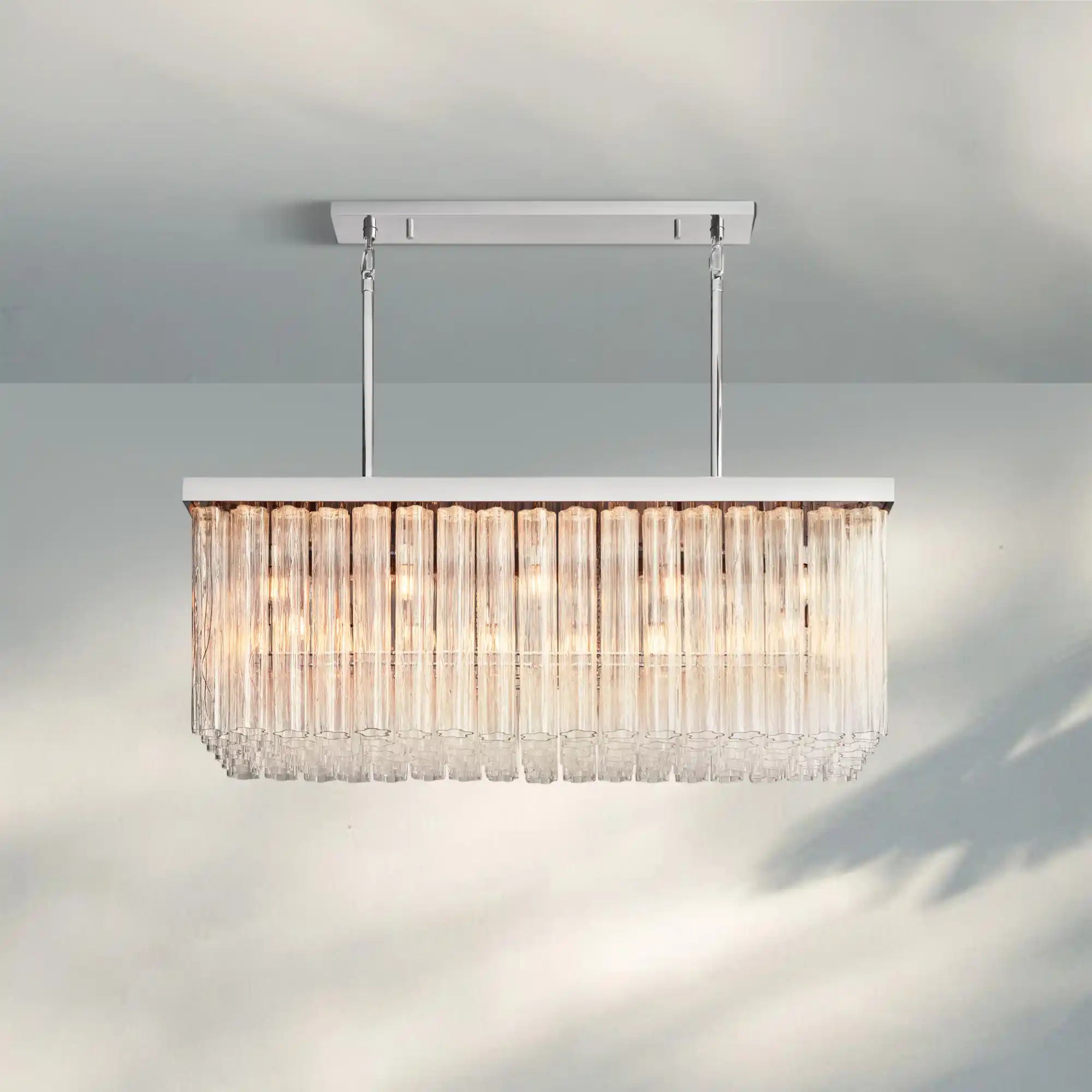 Ciel Rectangle Chandelier-54''-Nickel-