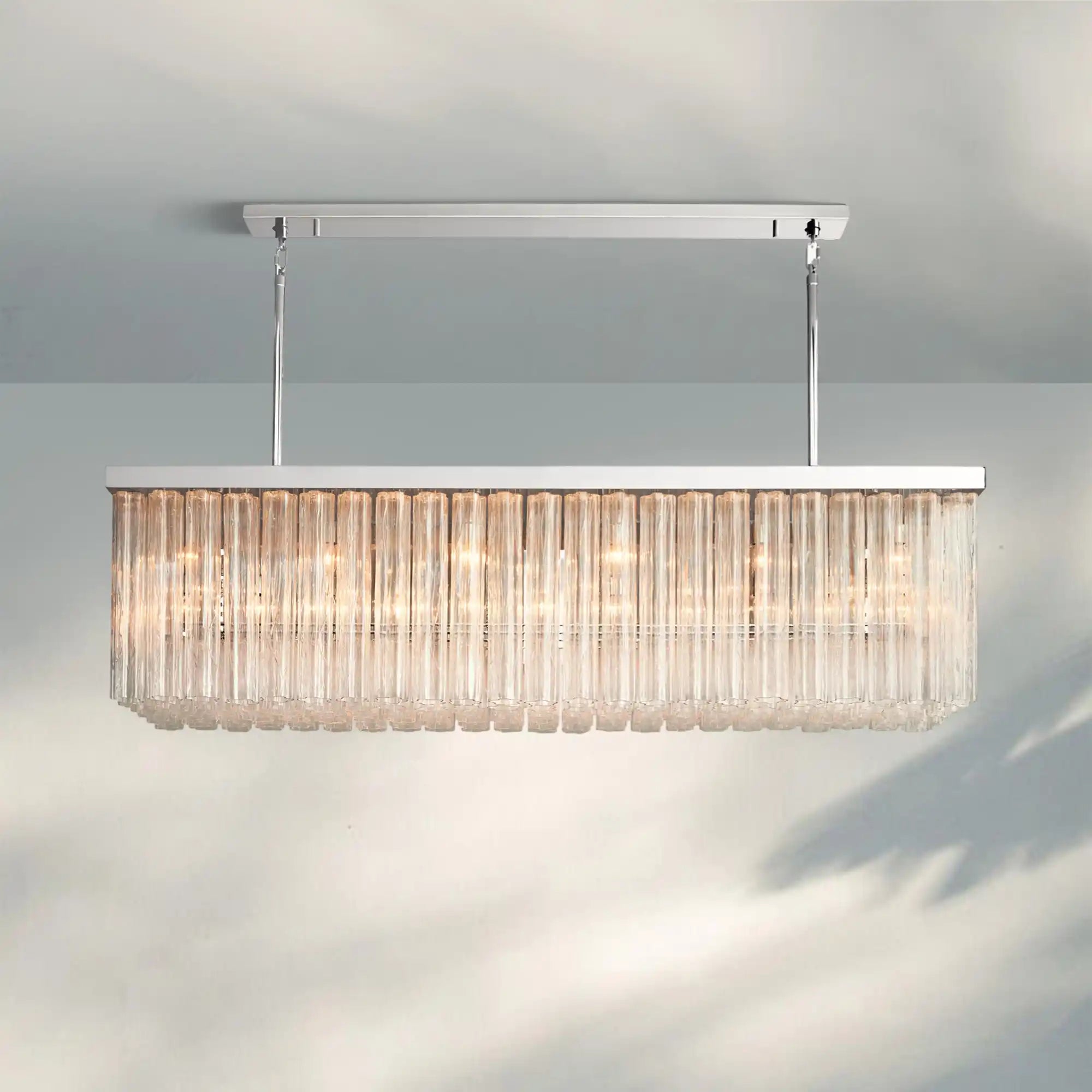 Ciel Rectangle Chandelier-73''-Nickel-