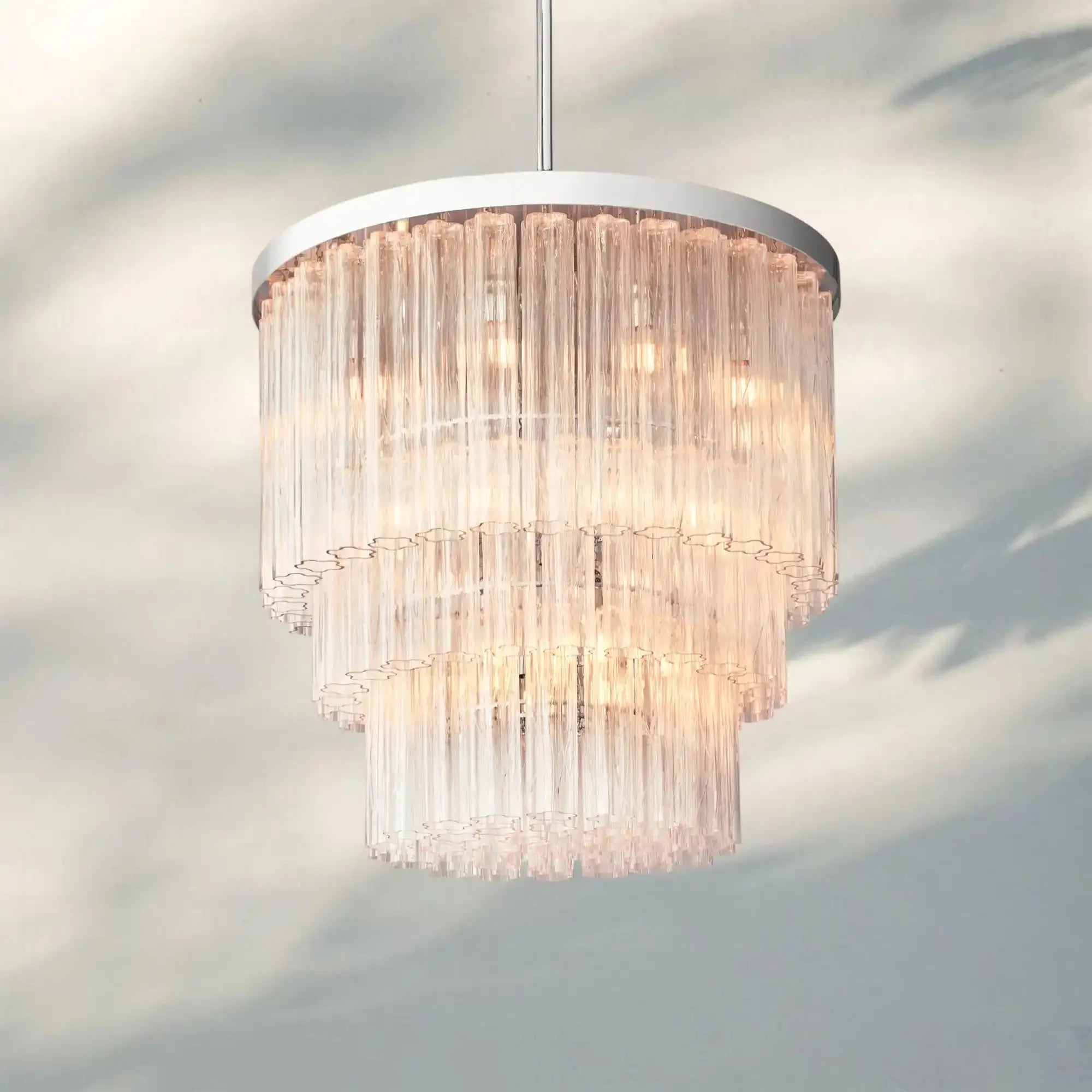 Ciel Three-Tier Round Chandelier-36"-Nickel-