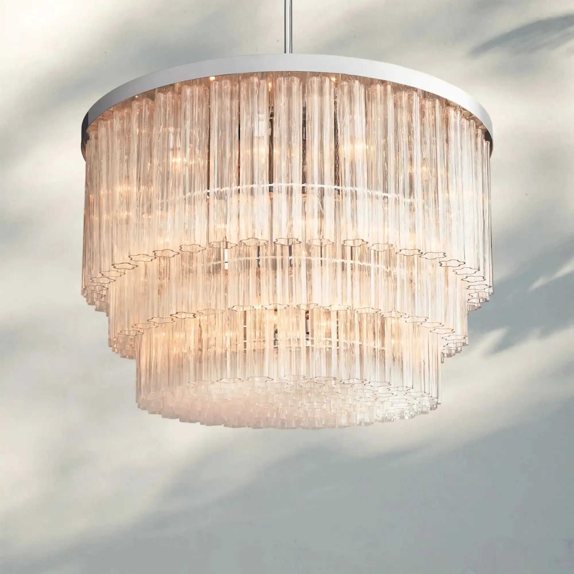 Ciel Three-Tier Round Chandelier-48"-Nickel-