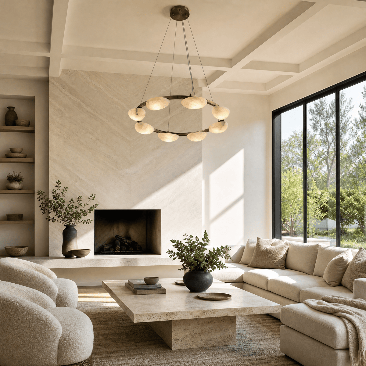 Ciottolo Modern Alabaster Ring Chandelier - Blushlighting