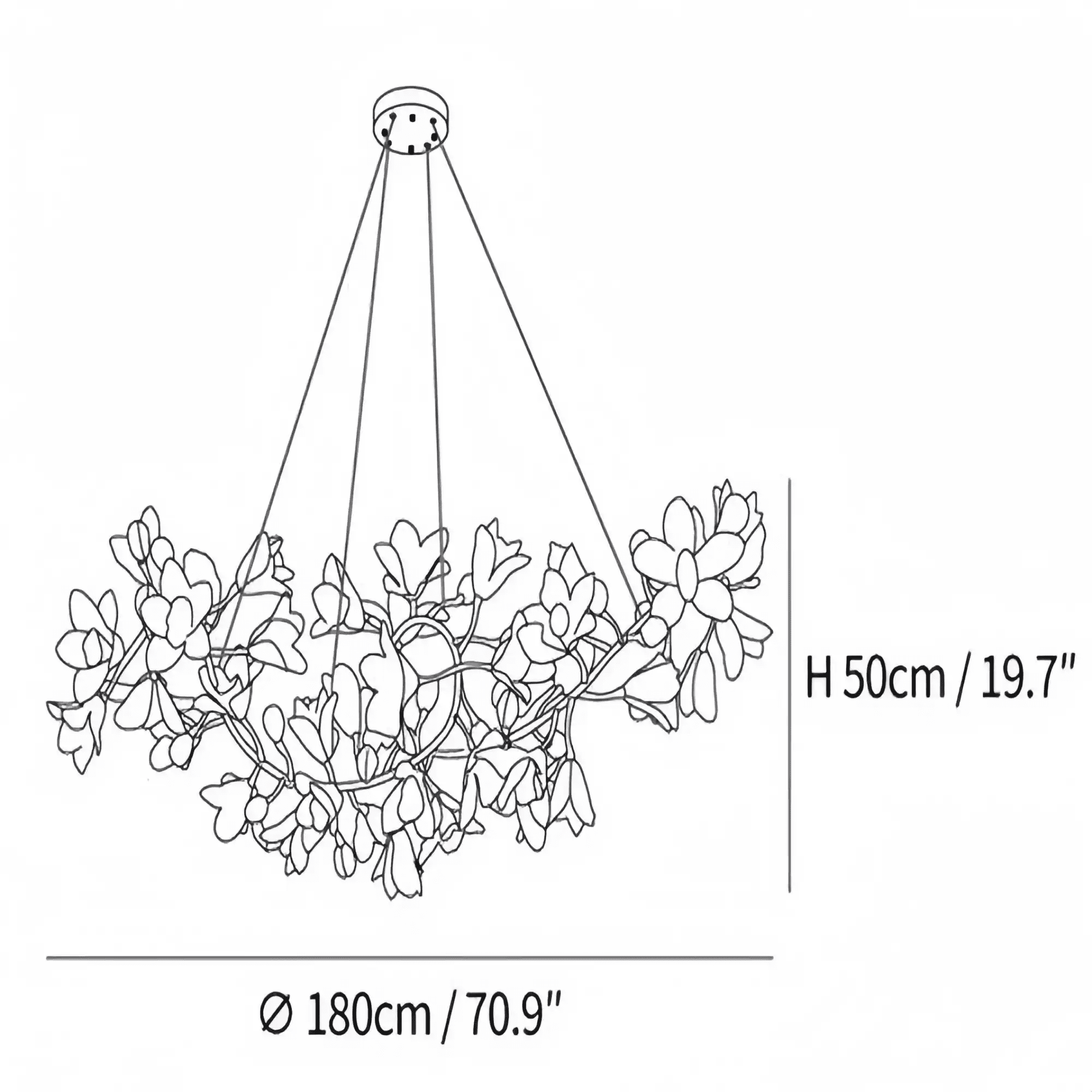 Circular Blossom Chandelier - L 47.2″(120cm) x W 15.7″(40cm) x H 17.7″ (45cm)Blushlighting