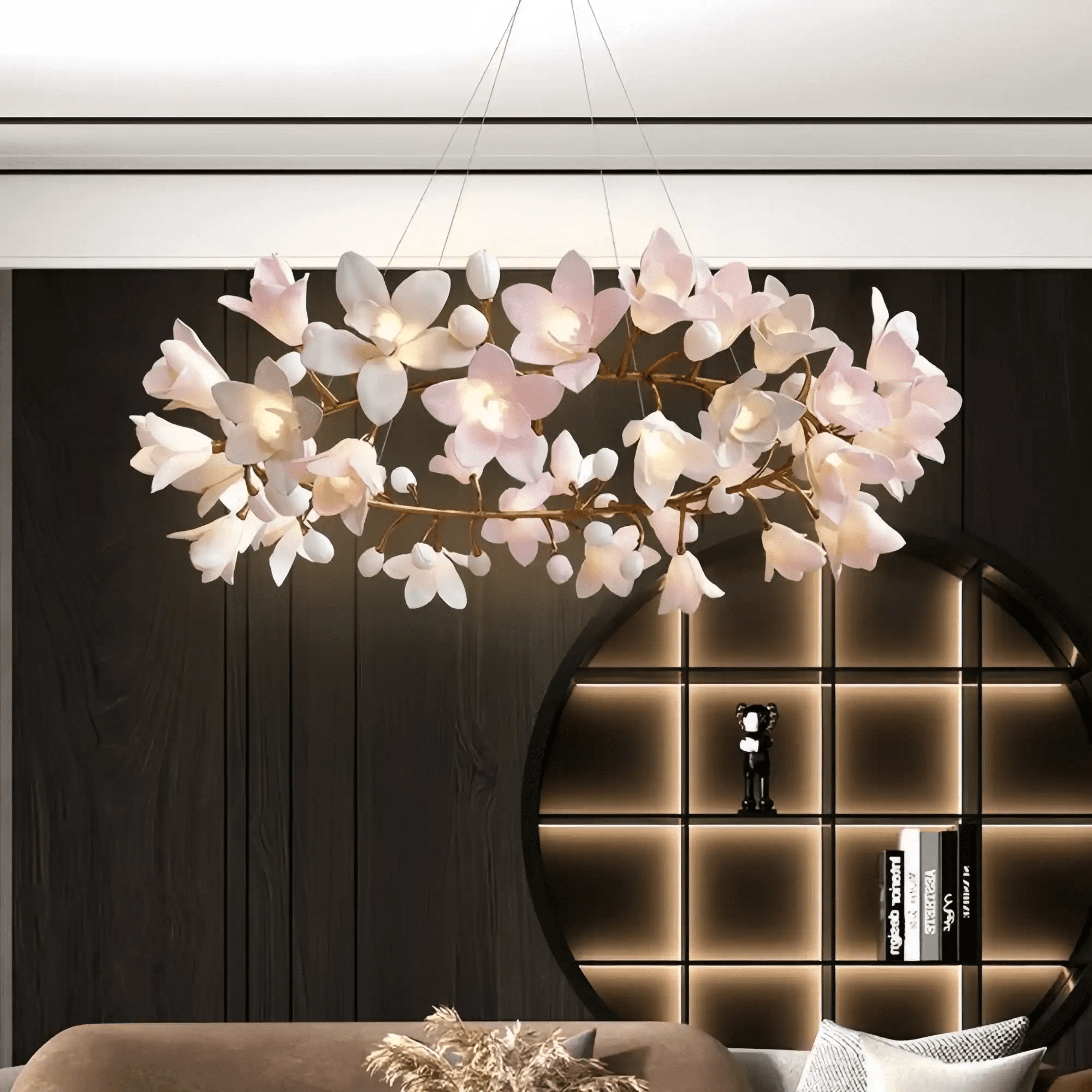 Circular Blossom Chandelier - Dia 31.5″(80cm) x H 15.7″(40cm)Blushlighting