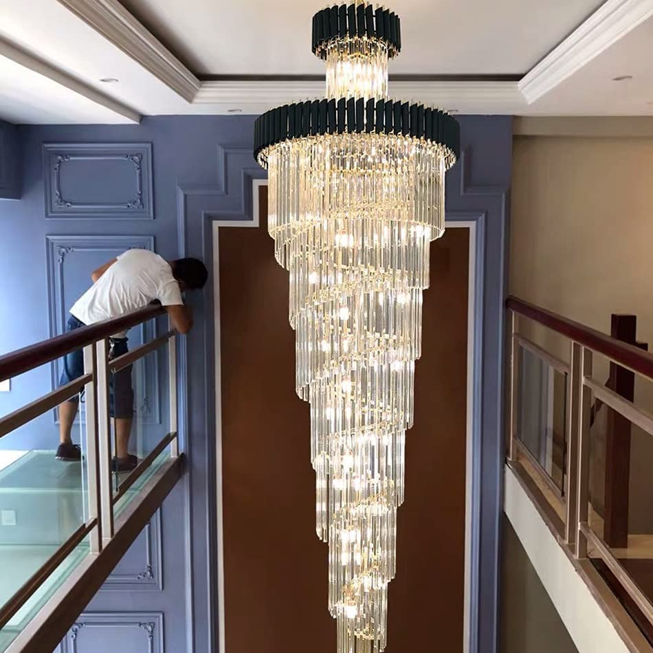 Oversized Black And Crystal Foyer/Staircase Chandelier