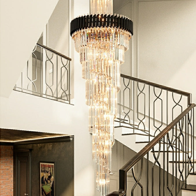 Extra Large Vertical Long Crystal Foyer Hallway Chandelier