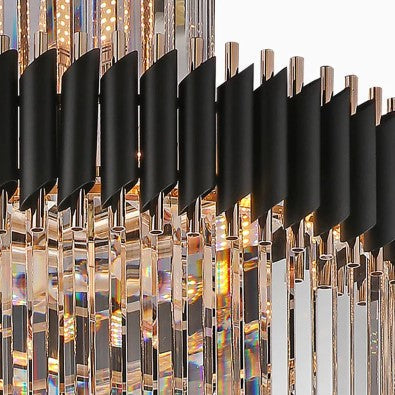 Classic Large Multi-layered Spiral Crystal Chandelier for Foyer/ Staircase-Chandeliers-Merlin Lamps-D17.7"*H59.1"/12 Lights/16 kg-Black-Warm Light-Blushlighting
