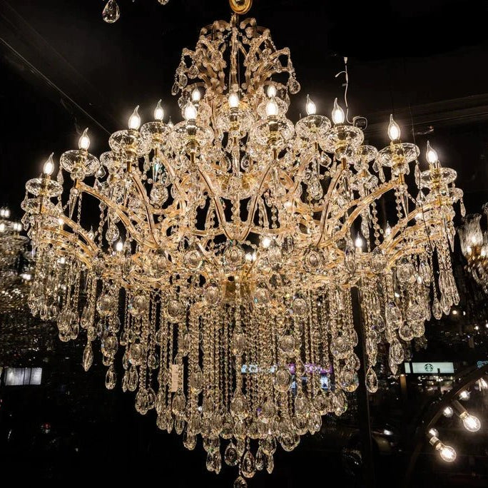Classic Modern Multi-layers Crystal Chandelier for Staircase/Foyer/Villa - D39.4"*H59.1"Warm LightBrassBlushlighting