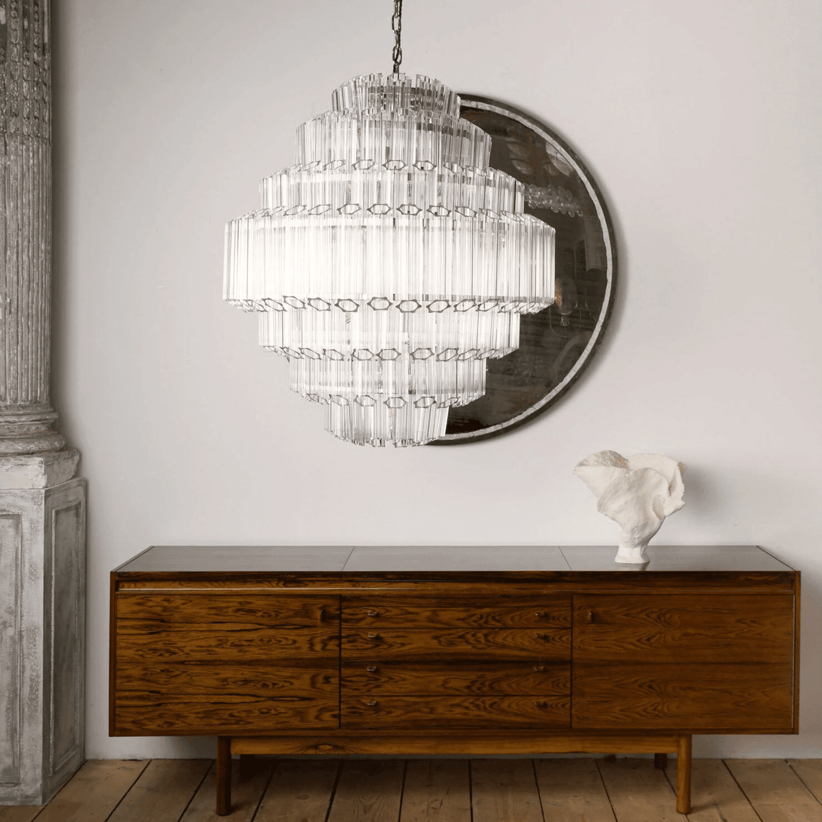 Clear Grande Palermo Chandelier - ∅ 31.5″ x H 34.3″Nickel & ClearBlushlighting