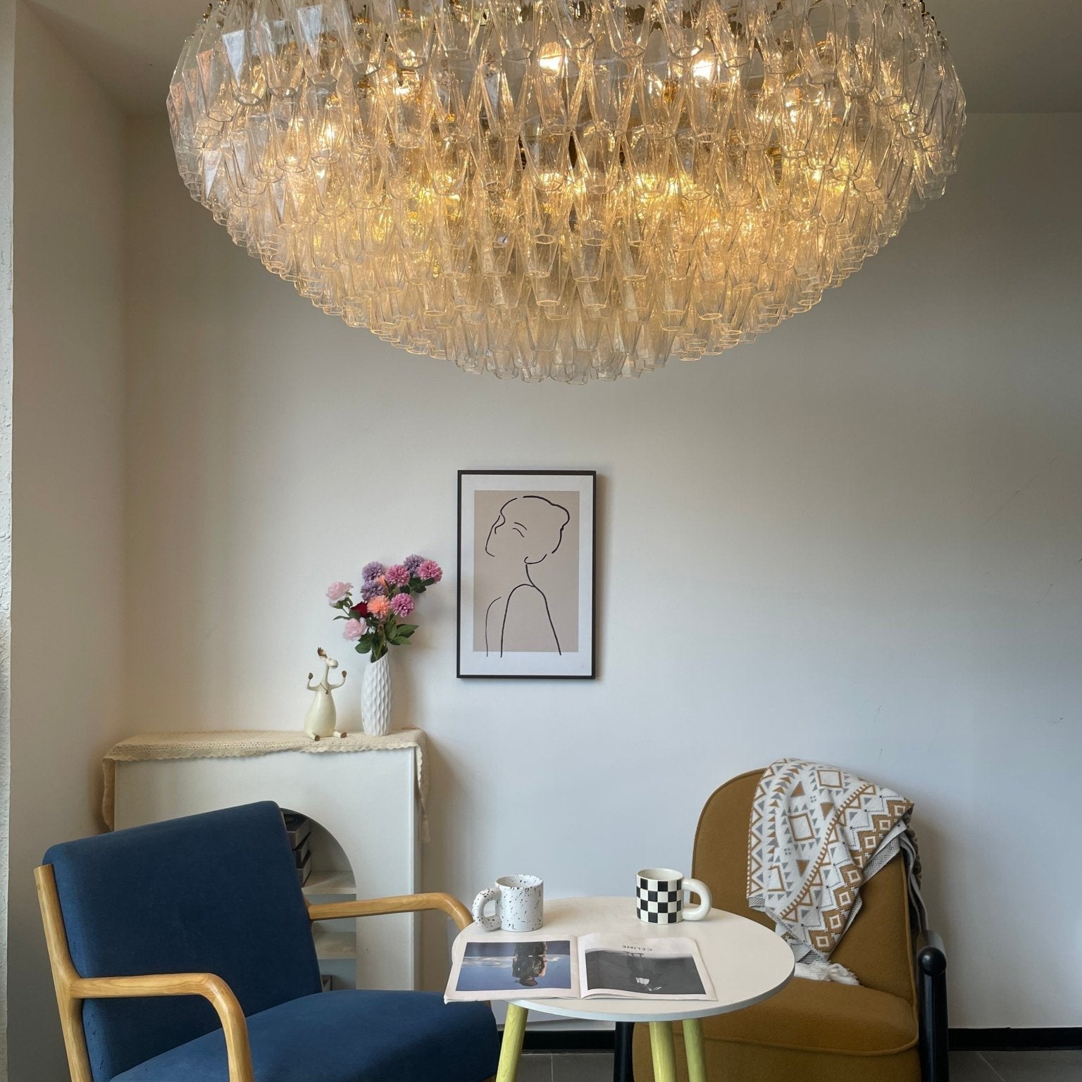 Clear Sorrento Chandelier - 21∅ 47.2″ x H 17.7″Clear & GoldBlushlighting