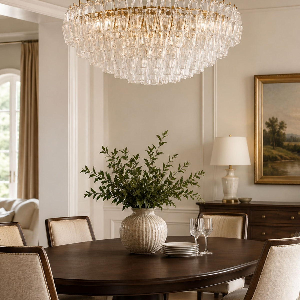 Clear Sorrento Chandelier - 21∅ 47.2″ x H 17.7″Clear & GoldBlushlighting