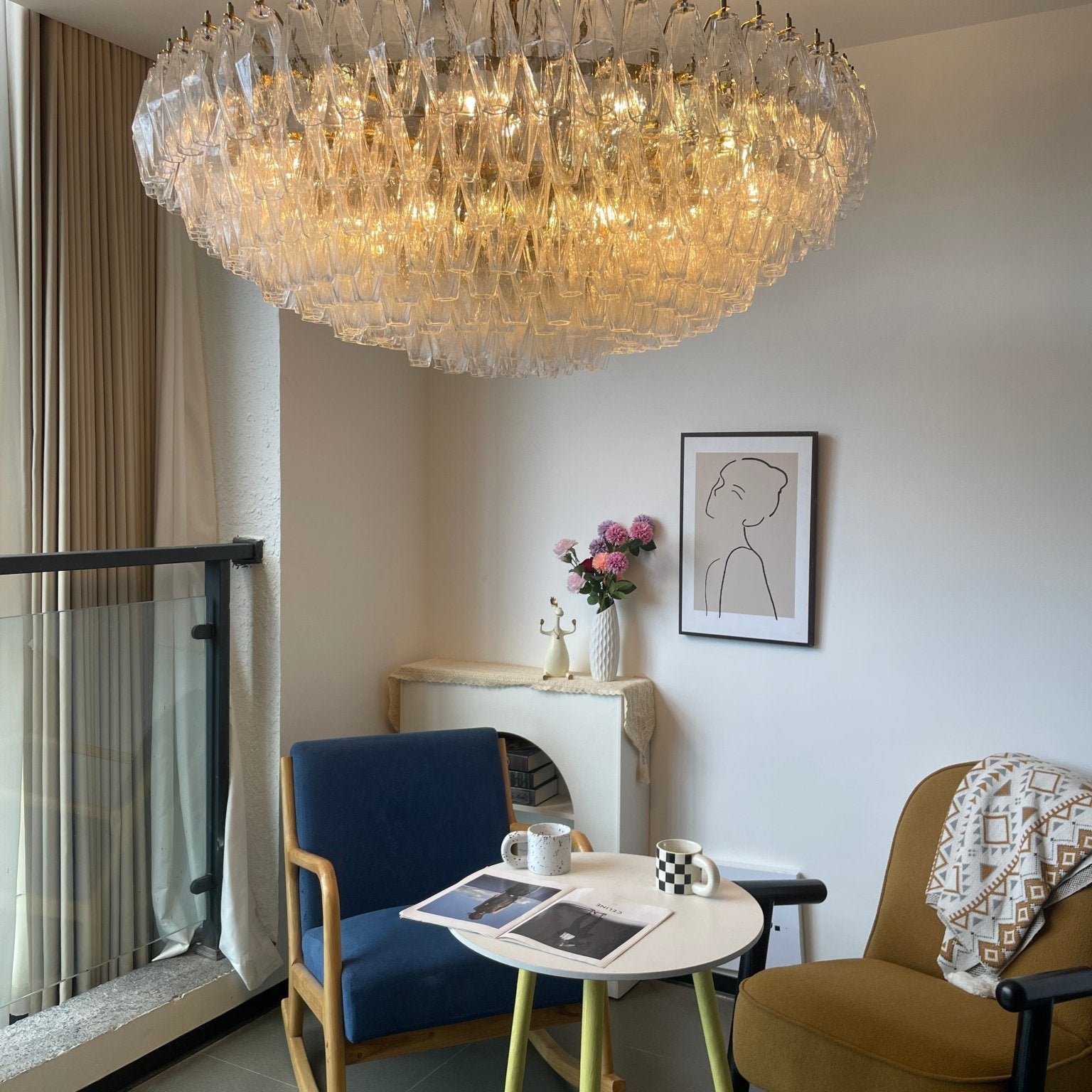 Clear Sorrento Chandelier - 21∅ 47.2″ x H 17.7″Clear & GoldBlushlighting