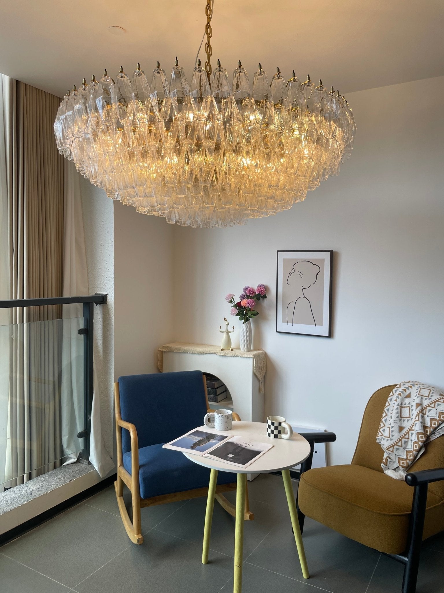 Clear Sorrento Chandelier - 21∅ 47.2″ x H 17.7″Clear & GoldBlushlighting