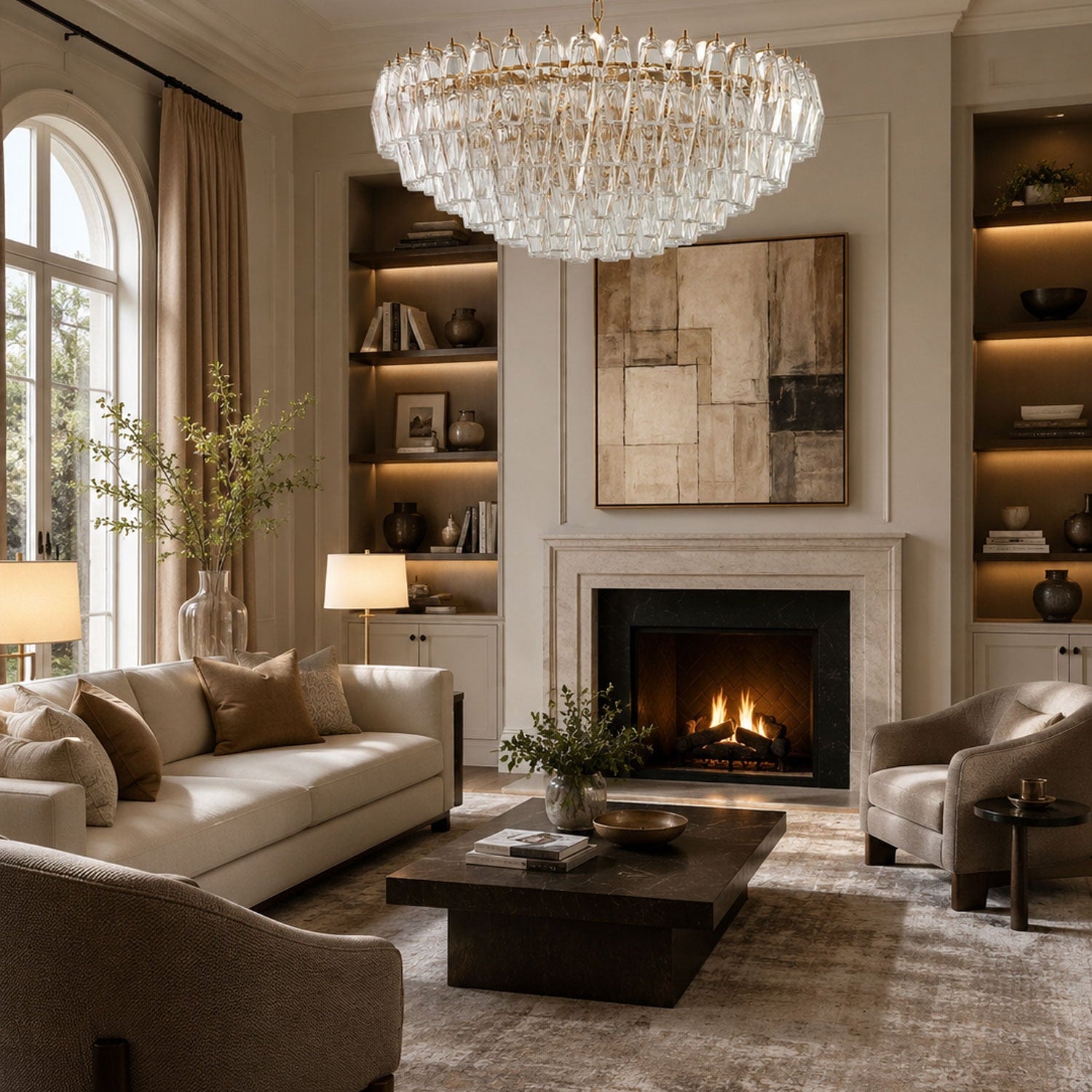 Clear Sorrento Chandelier - 21∅ 47.2″ x H 17.7″Clear & GoldBlushlighting