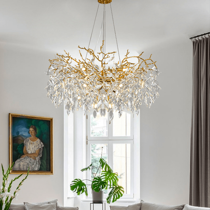 Cleo Branch Crystal Chandelier Light - 33.46" diamBlushlighting