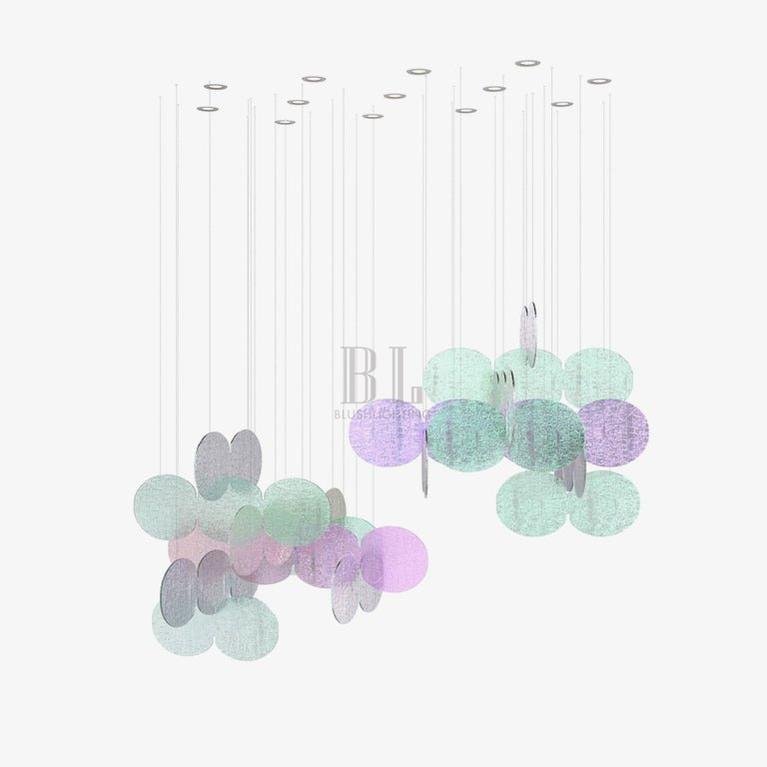 Clouds Iridescent Disc Chandelier - ∅ 39.4″ x H 78.7″No Ceiling PlateBlushlighting