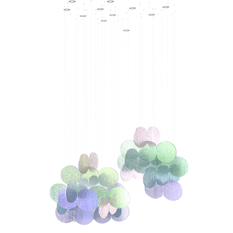 Clouds Iridescent Disc Chandelier - ∅ 47.2″ x H 78.7″No Ceiling PlateBlushlighting