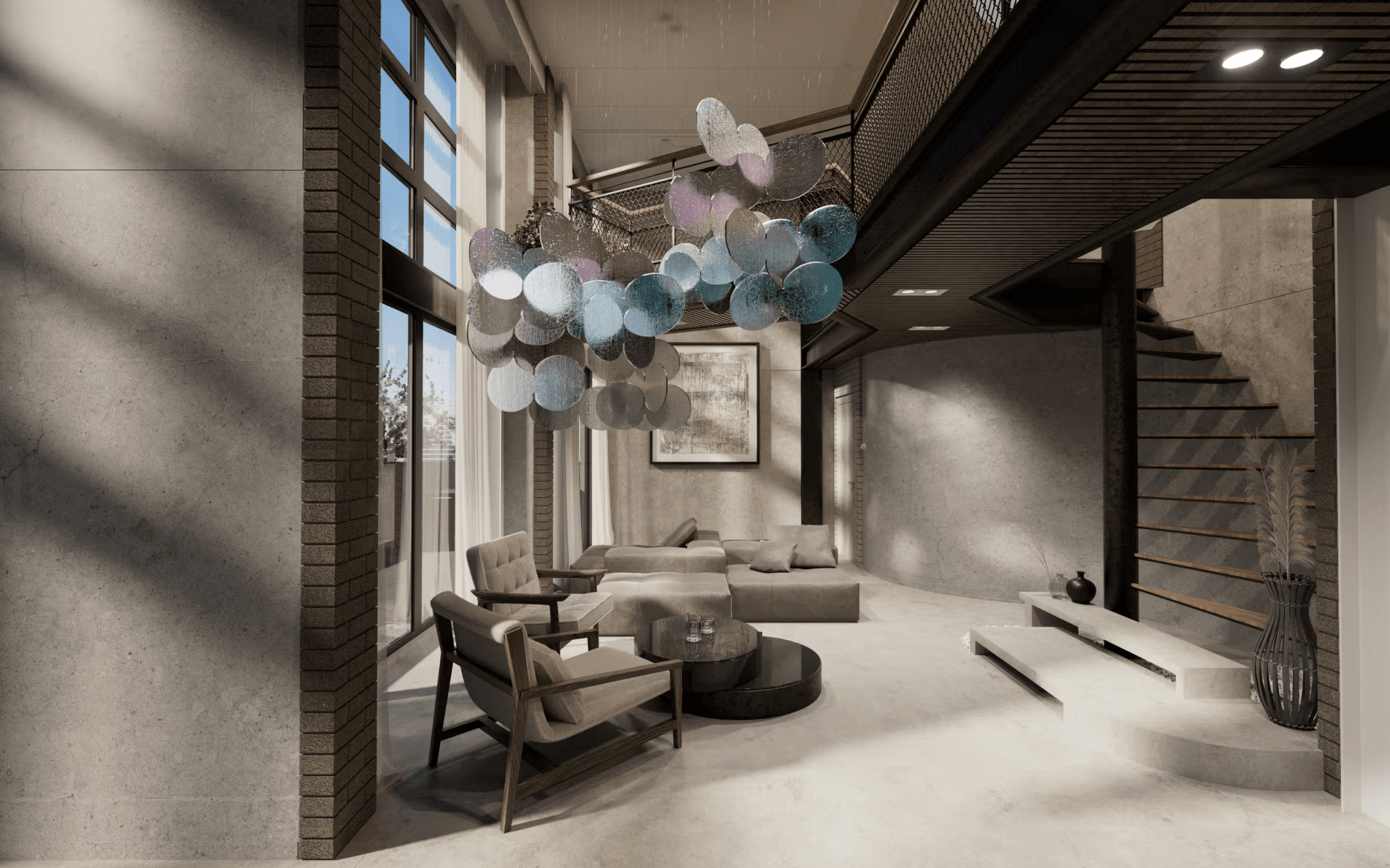 Clouds Iridescent Disc Chandelier - ∅ 47.2″ x H 78.7″No Ceiling PlateBlushlighting