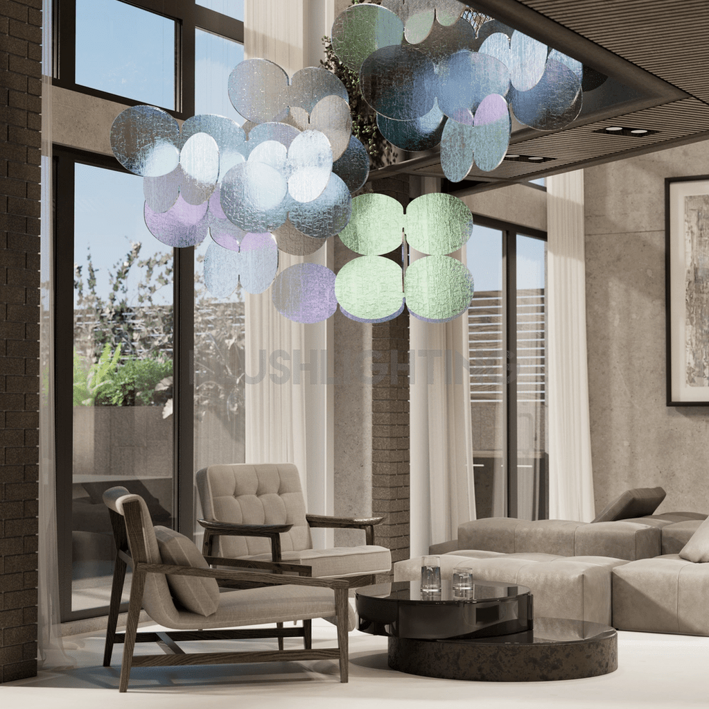 Clouds Iridescent Disc Chandelier - ∅ 47.2″ x H 78.7″No Ceiling PlateBlushlighting