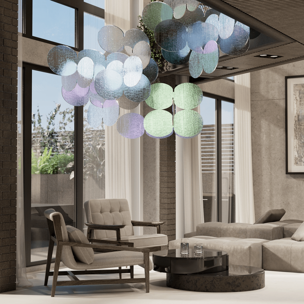 Clouds Iridescent Disc Chandelier - ∅ 47.2″ x H 78.7″No Ceiling PlateBlushlighting