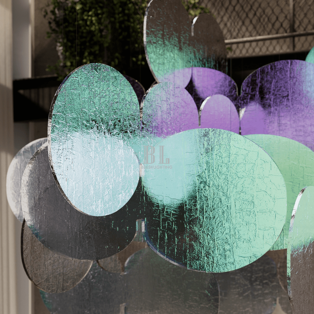 Clouds Iridescent Disc Chandelier - ∅ 47.2″ x H 78.7″No Ceiling PlateBlushlighting