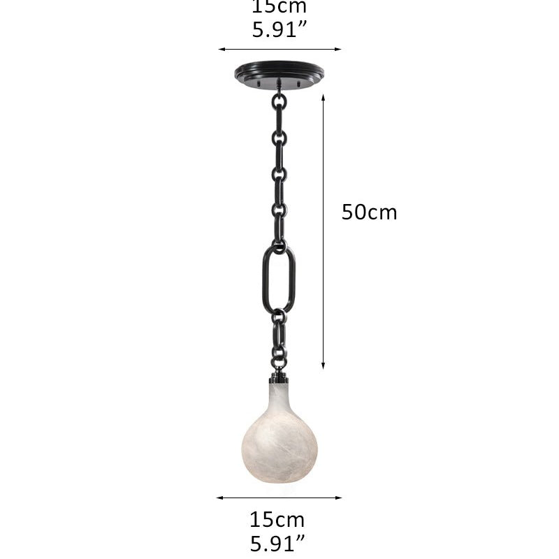 Cluster White Alabaster Globe Pendant Light with adjustable chain - 1-light-D15cm/D5.91"Black Chain + WhiteBlushlighting