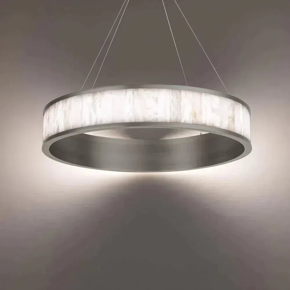 Coliseo Alabaster 28in LED Round Chandelier - Antique NickelBlushlighting